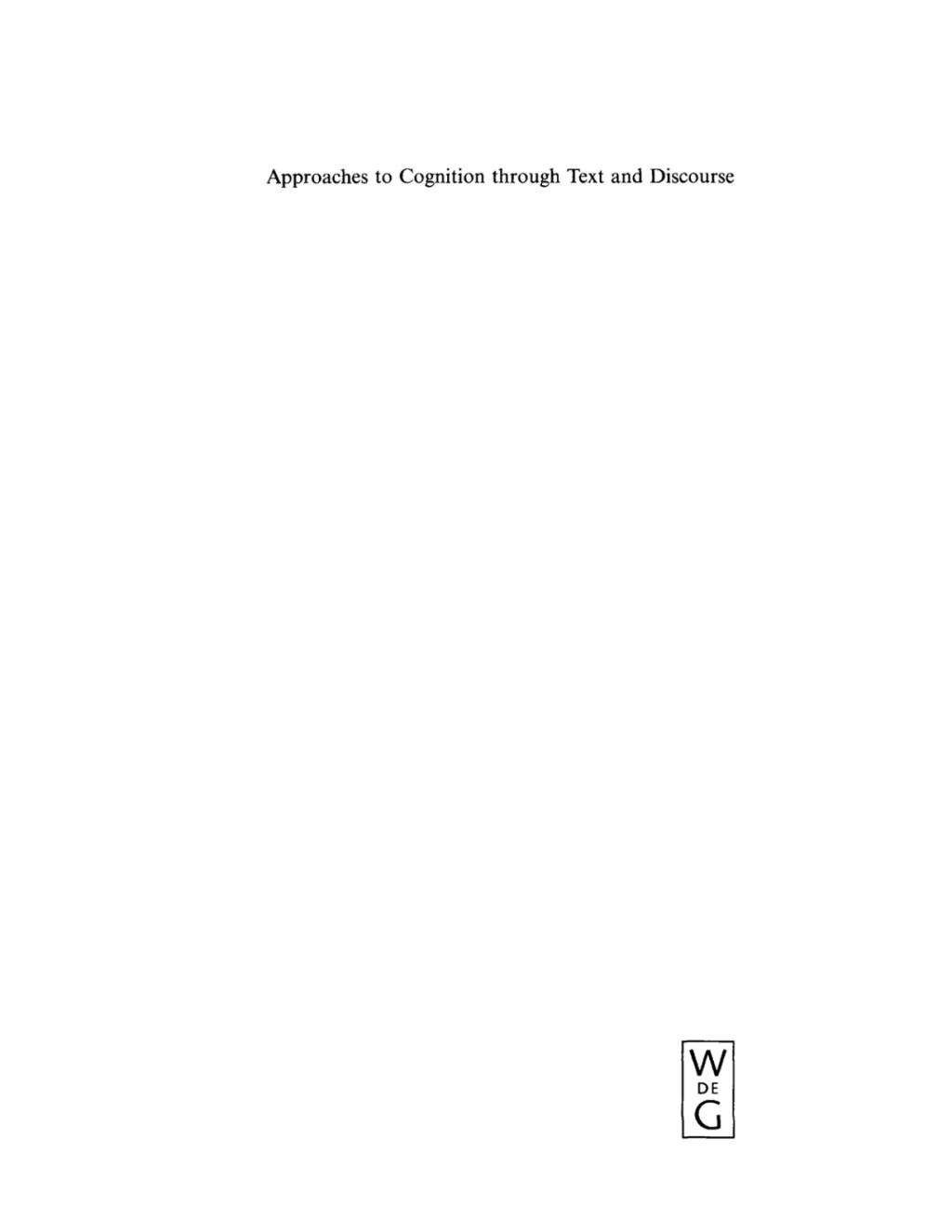 Approaches to Cognition through Text and Discourse 1st Edition â€“ PDF/EPUB Version Downloadable