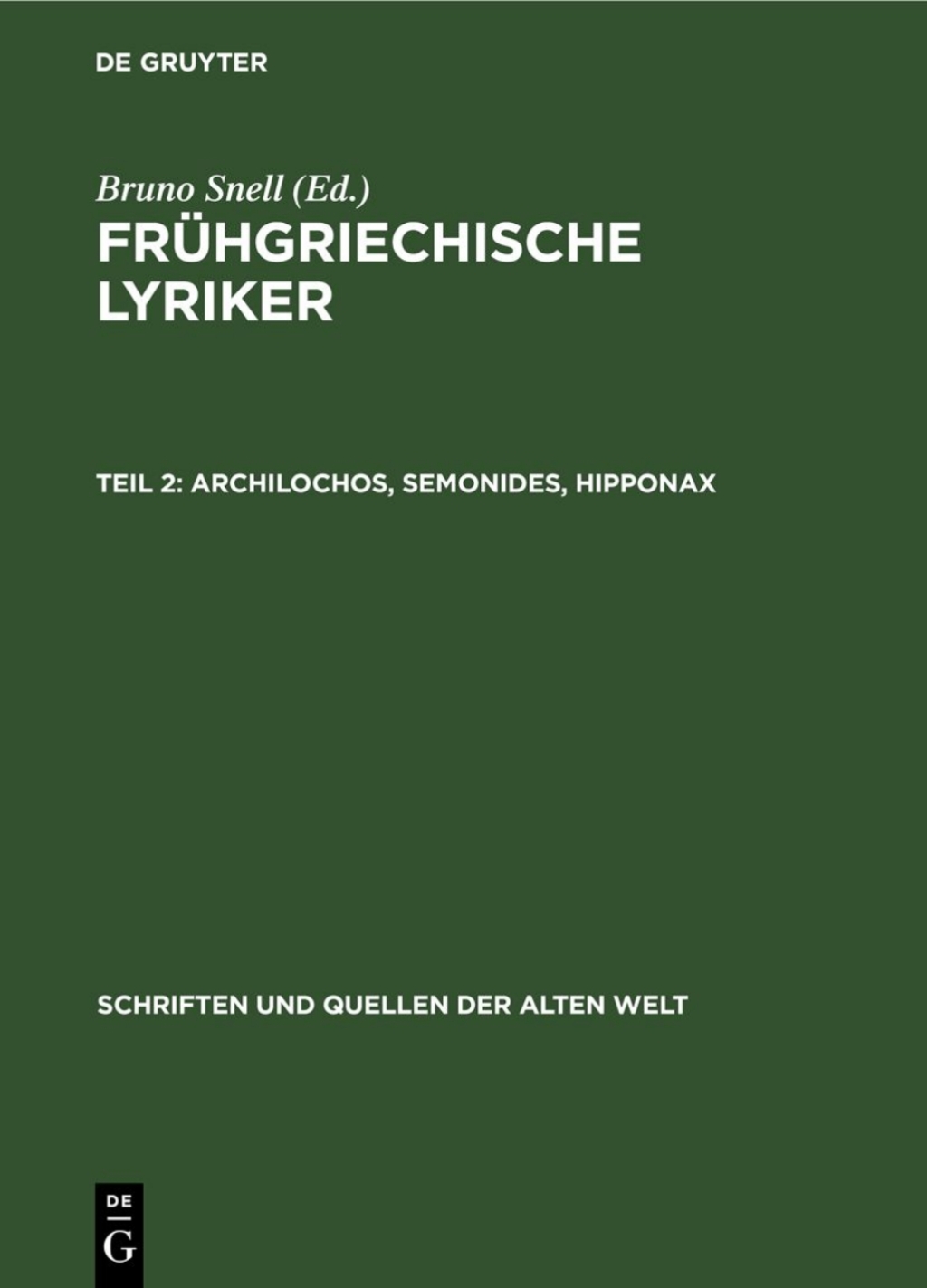 Archilochos, Semonides, Hipponax 2nd Edition â€“ PDF/EPUB Version Downloadable