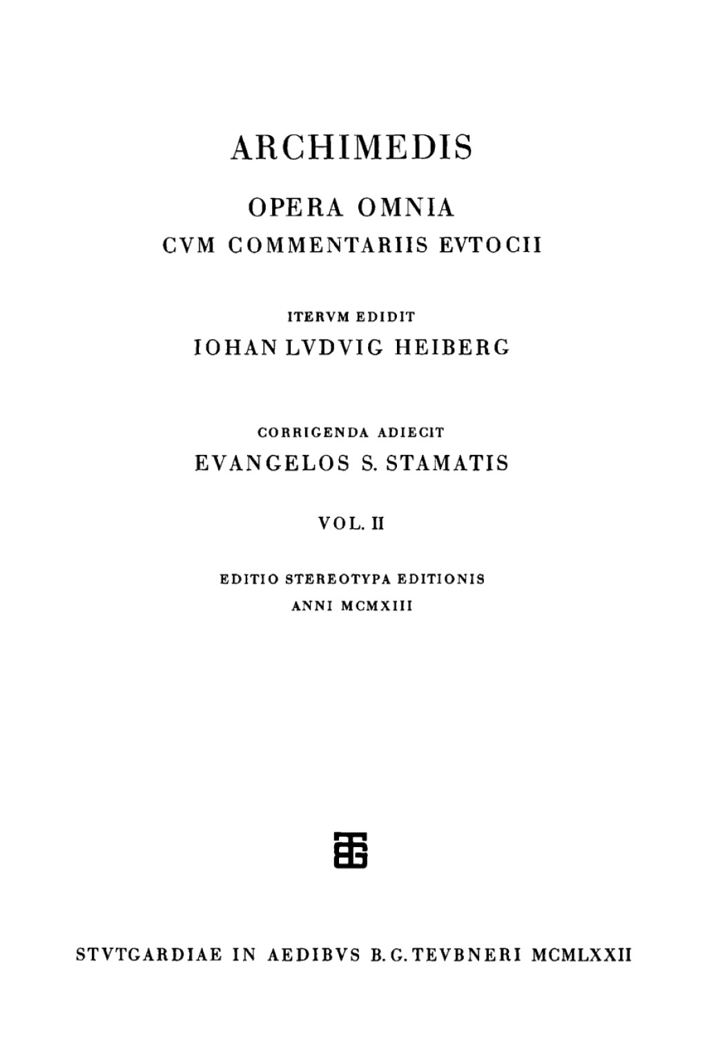 Archimedis opera omnia Volumen II 1st Edition â€“ PDF/EPUB Version Downloadable