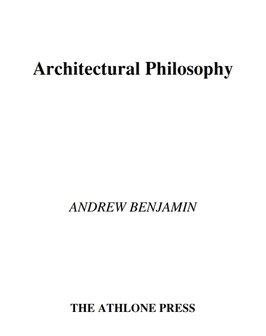 Architectural Philosophy 1st Edition â€“ PDF/EPUB Version Downloadable