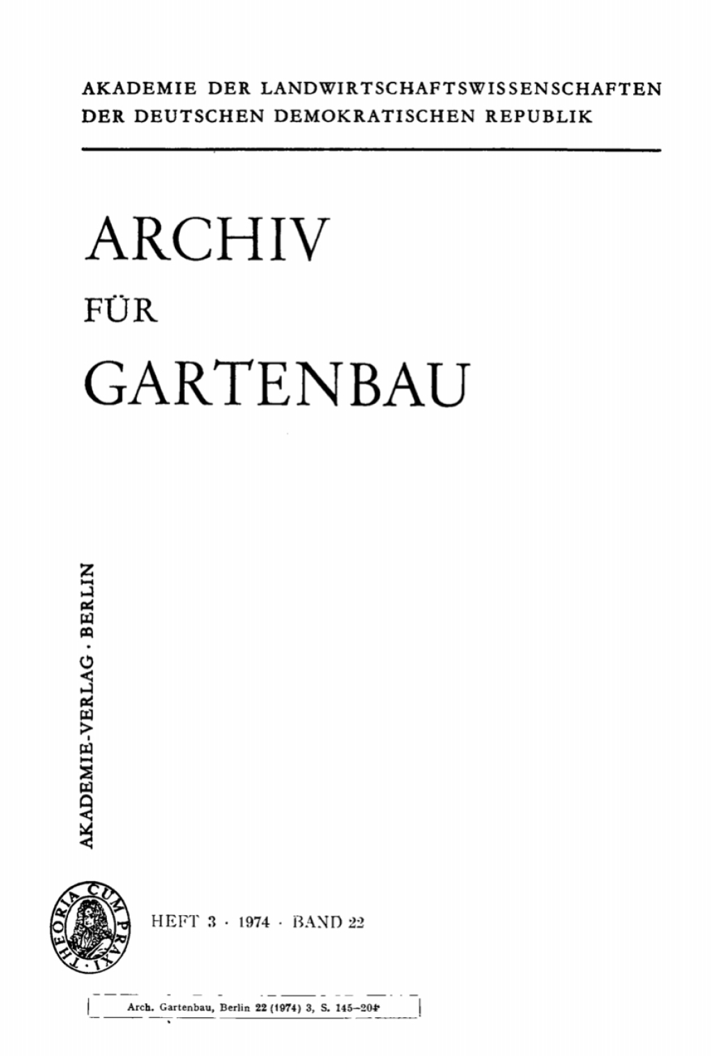Archiv fÃ¼r Gartenbau. Band 22, Heft 3 1st Edition â€“ PDF/EPUB Version Downloadable