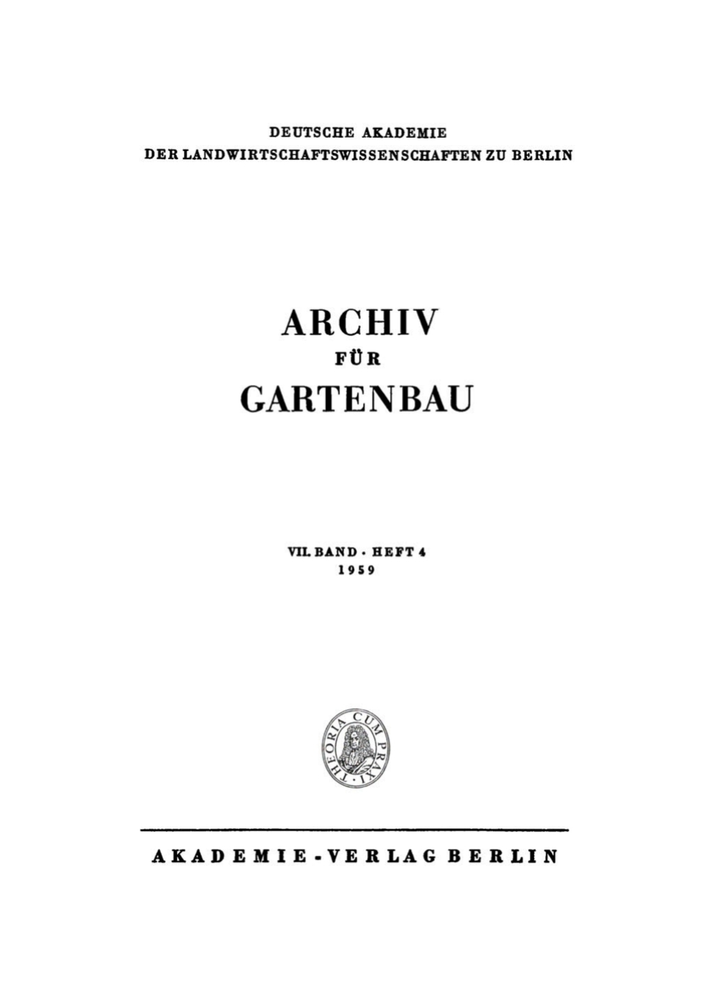 Archiv fÃ¼r Gartenbau. Band 7, Heft 4 1st Edition â€“ PDF/EPUB Version Downloadable