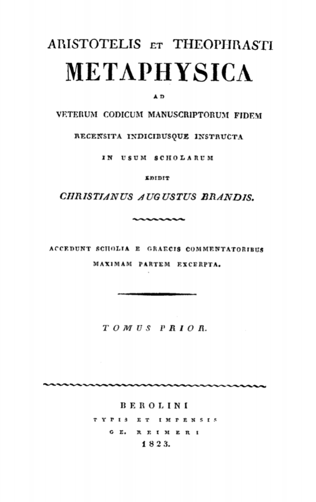 Aristotelis et Theophrasti Metaphysica. Tomus 1 1st Edition â€“ PDF/EPUB Version Downloadable