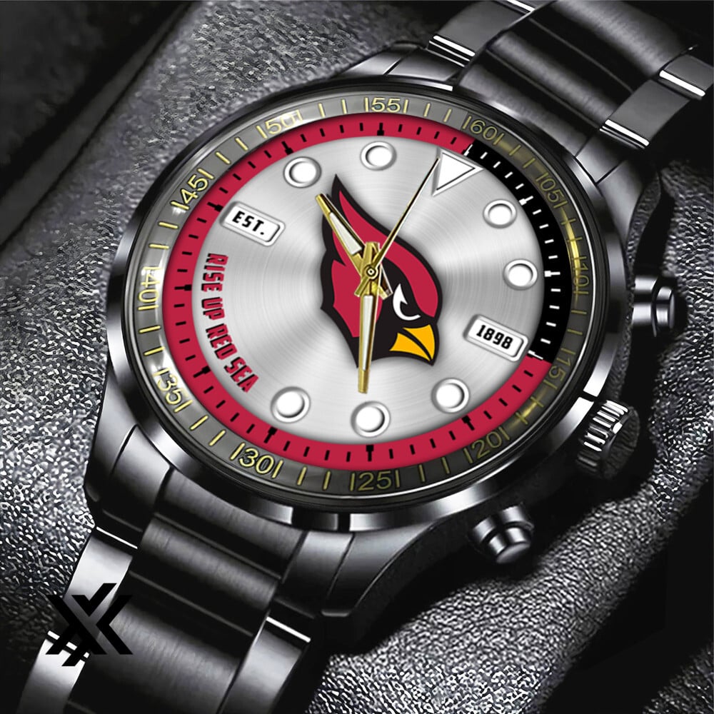 Arizona Cardinals Black Stainless Steel Watch