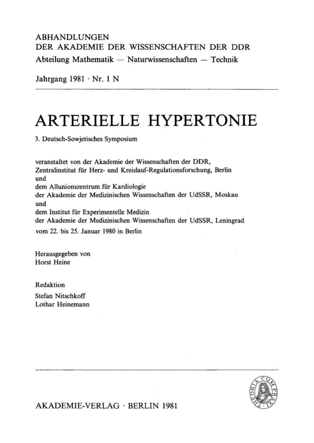 Arterielle Hypertonie, 3. Deutsch-Sowjetisches Symposium vom 22. bis 25. Januar 1980 in Berlin 1st Edition â€“ PDF/EPUB Version Downloadable