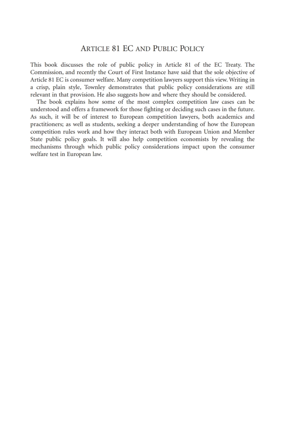 Article 81 EC and Public Policy The History of the Society of Legal ...