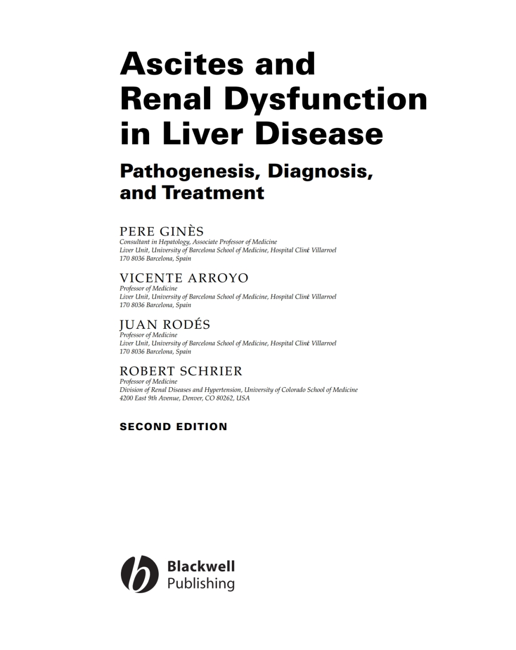 Ascites and Renal Dysfunction in Liver Disease Pathogenesis, Diagnosis, and Treatment 2nd Edition â€“ PDF/EPUB Version Downloadable