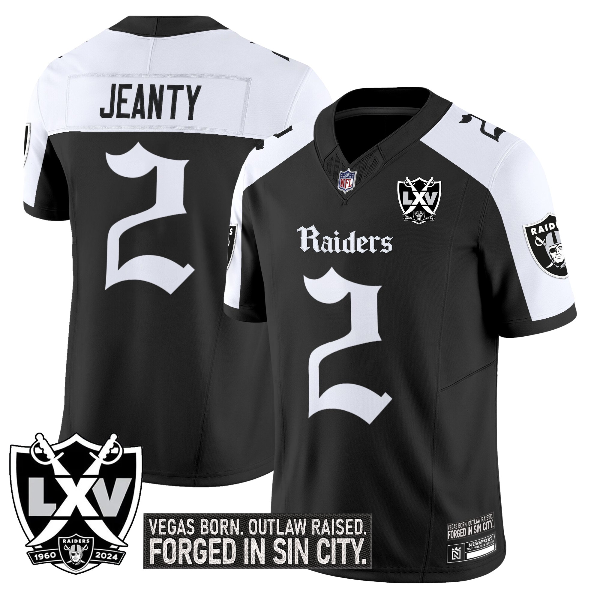 Asthon Jeanty Men's Las Vegas Raiders 'Gothic Sin City Shadows Edition' Vapor Limited Altenate Jersey - All Stitched