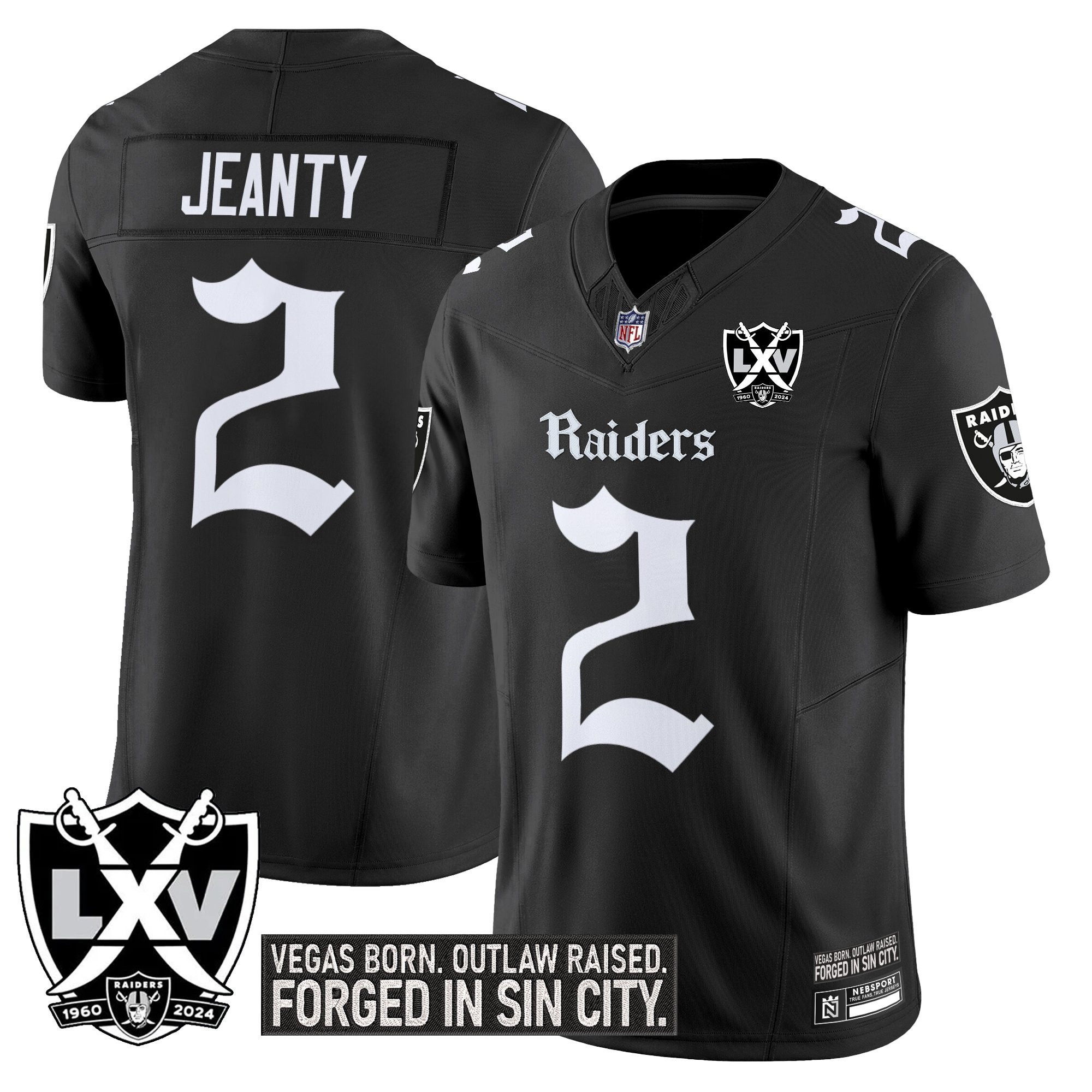 Asthon Jeanty Men's Las Vegas Raiders 'Gothic Sin City Shadows Edition' Vapor Limited Black Jersey - All Stitched