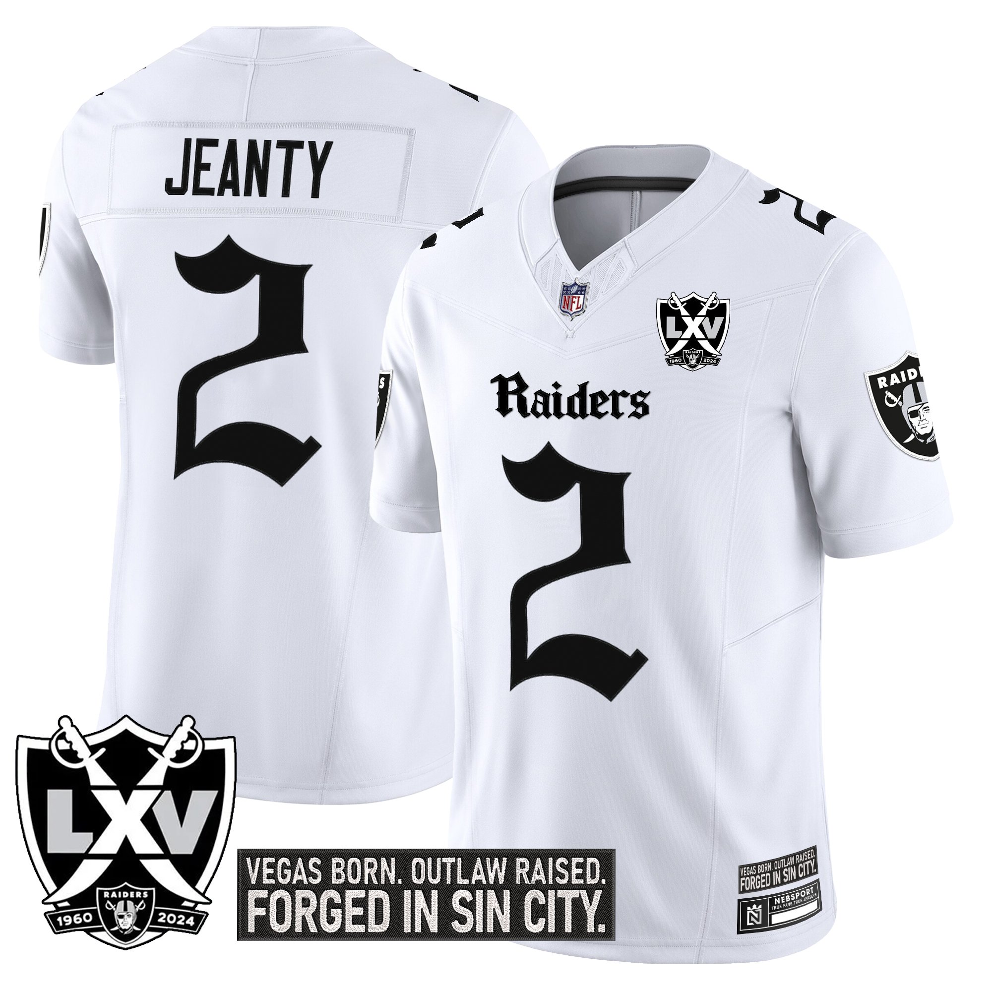 Asthon Jeanty Men's Las Vegas Raiders 'Gothic Sin City Shadows Edition' Vapor Limited White Jersey - All Stitched