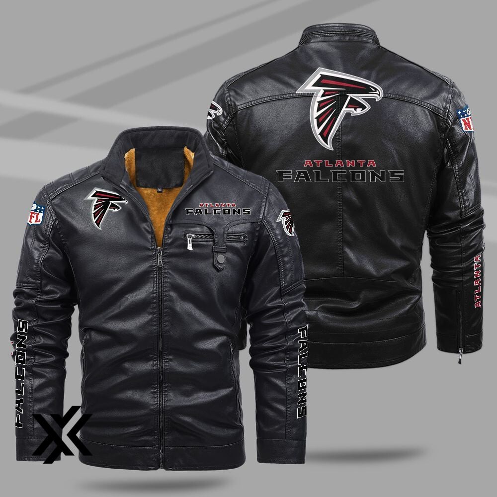 Atlanta Falcons Hybrid Fleece Leather Jacket