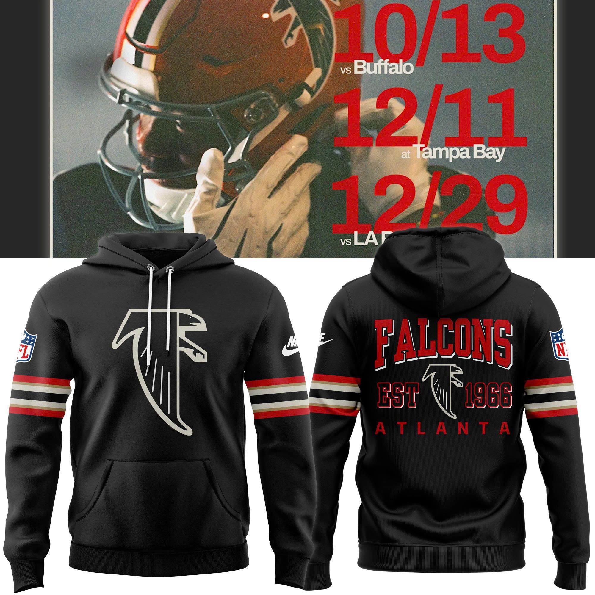 Atlanta Falcons Men's Nike Black Throwback Fan Hoodie 2025