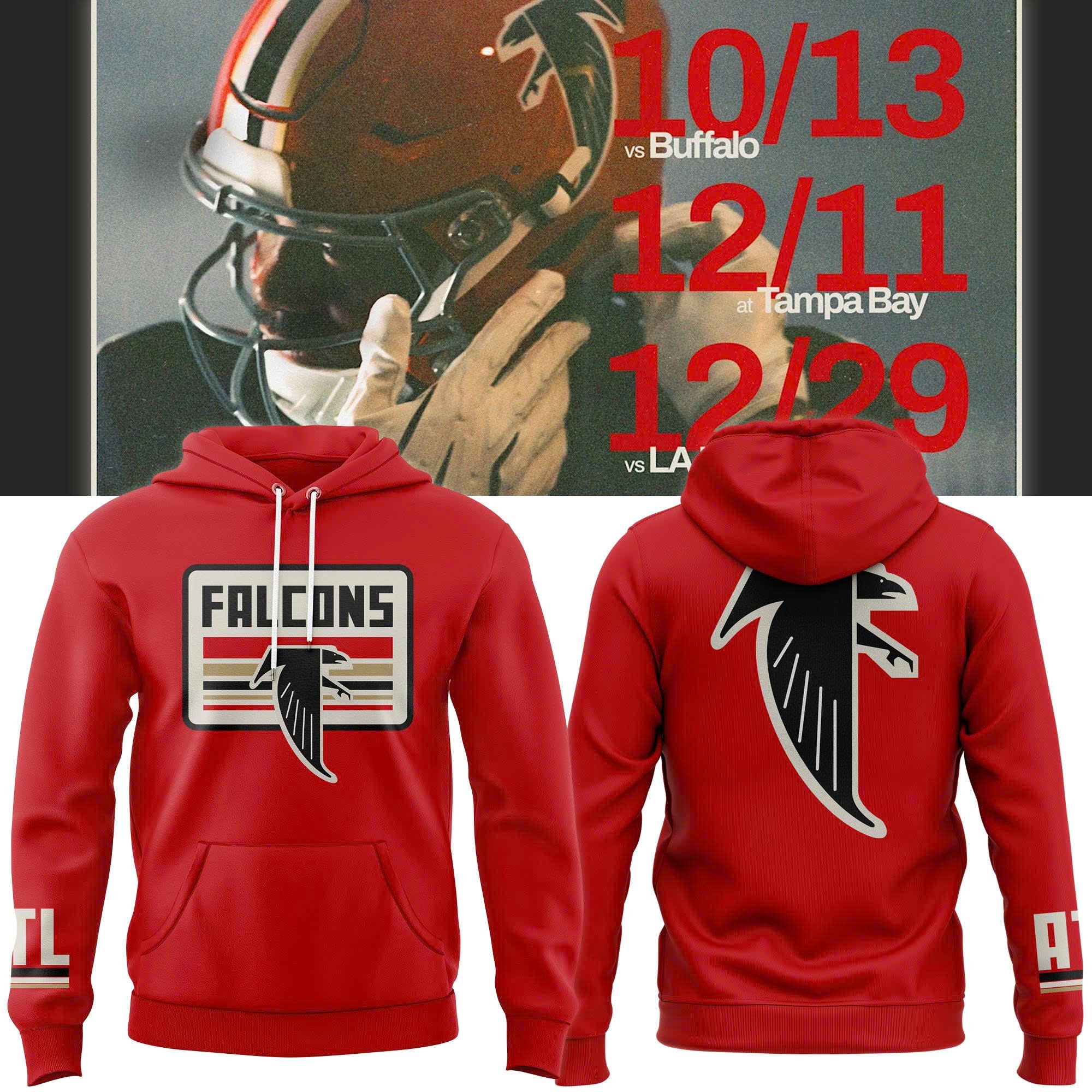 Atlanta Falcons Men's Nike Red 2025 Throwback Football Hoodie