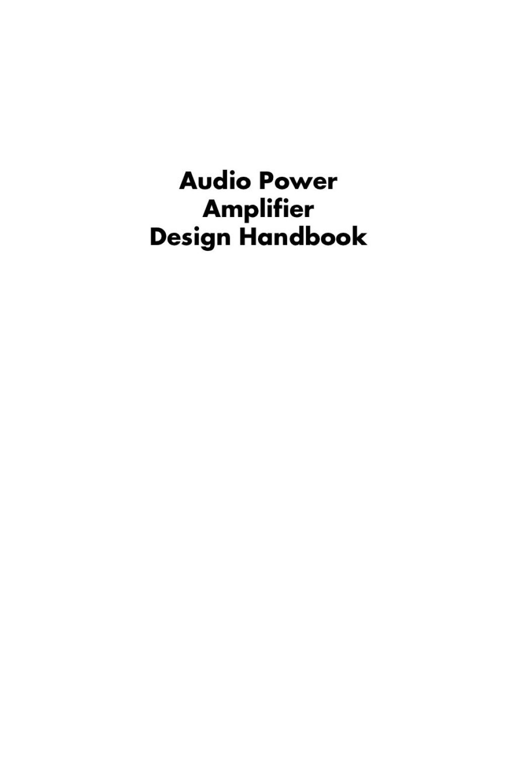 Audio Power Amplifier Design Handbook 3rd Edition â€“ PDF/EPUB Version Downloadable