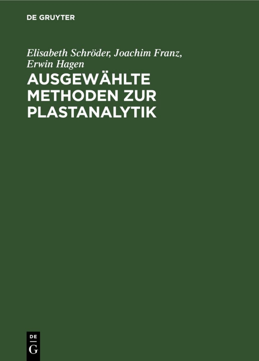AusgewÃ¤hlte Methoden zur Plastanalytik 1st Edition â€“ PDF/EPUB Version Downloadable