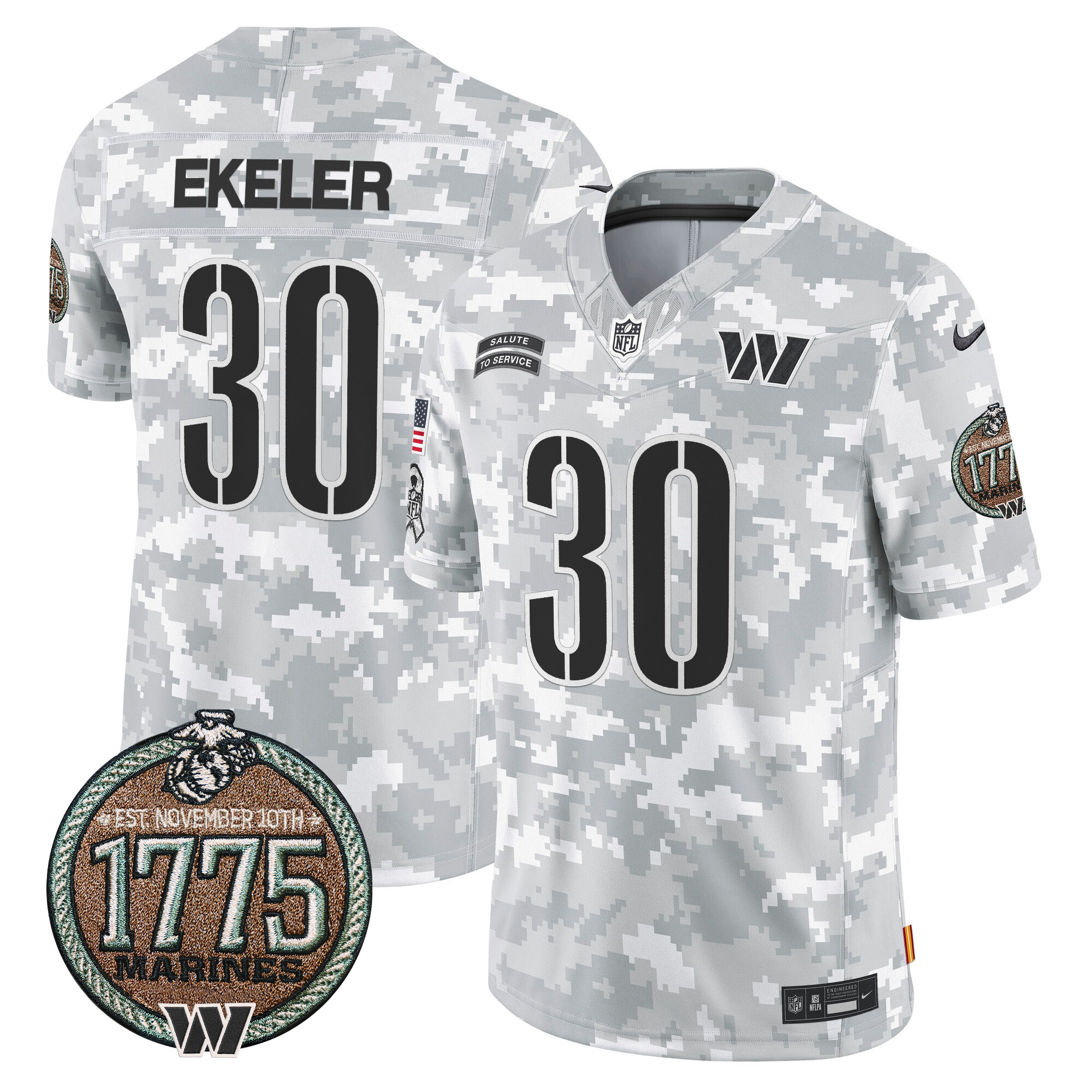 Austin Ekeler Men's Washington Commanders 2024 Salute to Service Establishment Year Patch Vapor Limited Marines Jersey - All Stitched