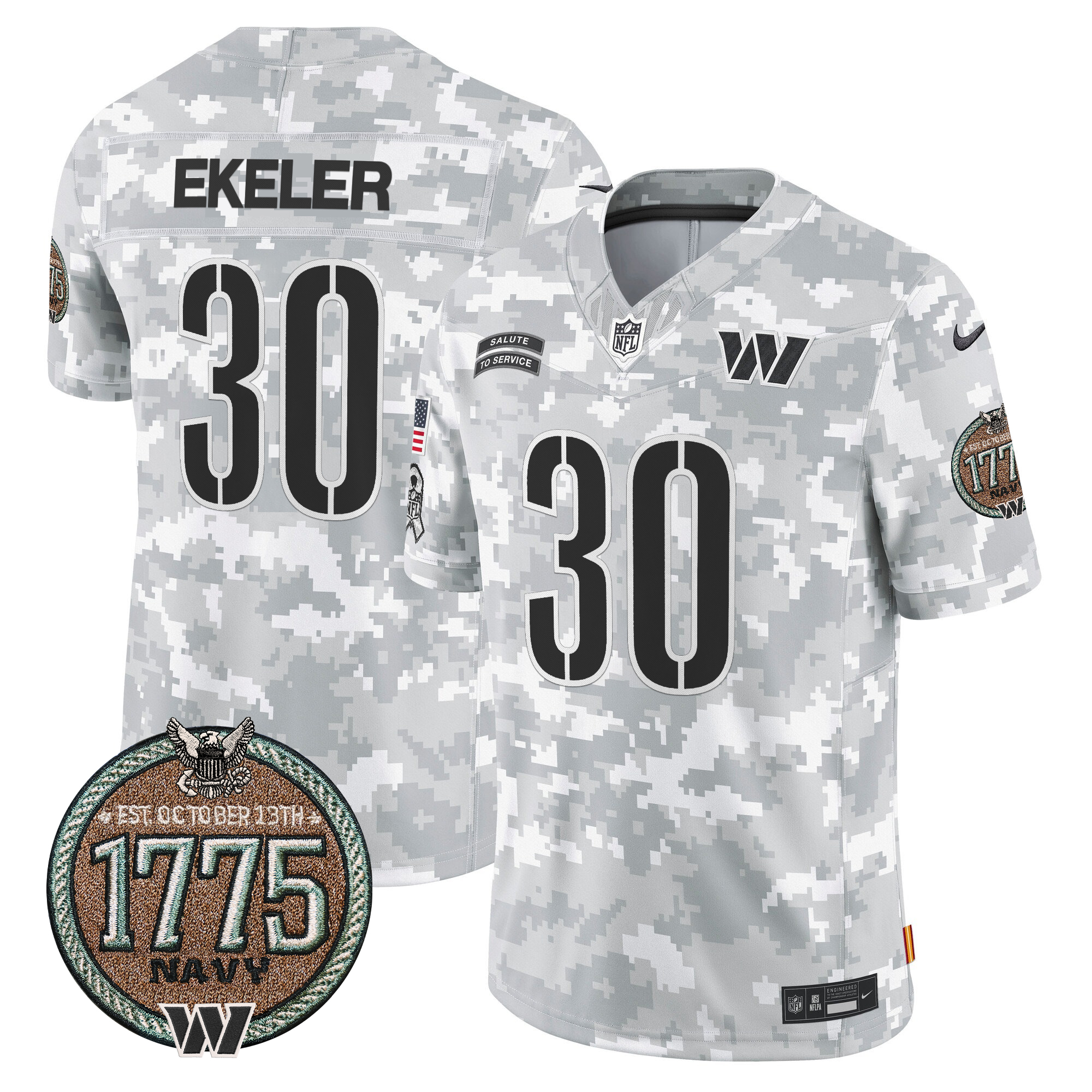 Austin Ekeler Men's Washington Commanders 2024 Salute to Service Establishment Year Patch Vapor Limited Navy Jersey - All Stitched
