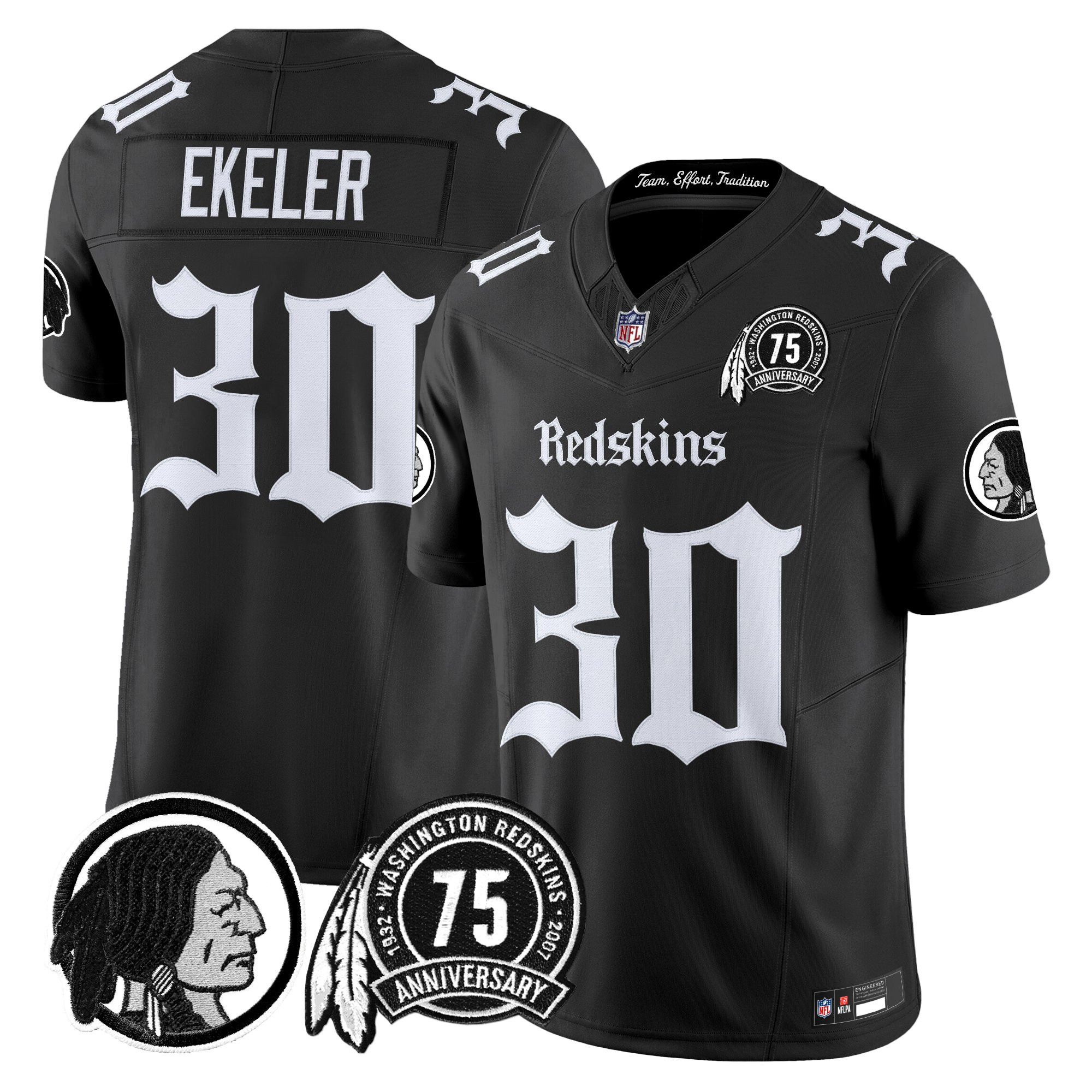 Austin Ekeler Men's Washington Commanders 'Gothic Capital Edition' Vapor Limited Black Jersey - All Stitched