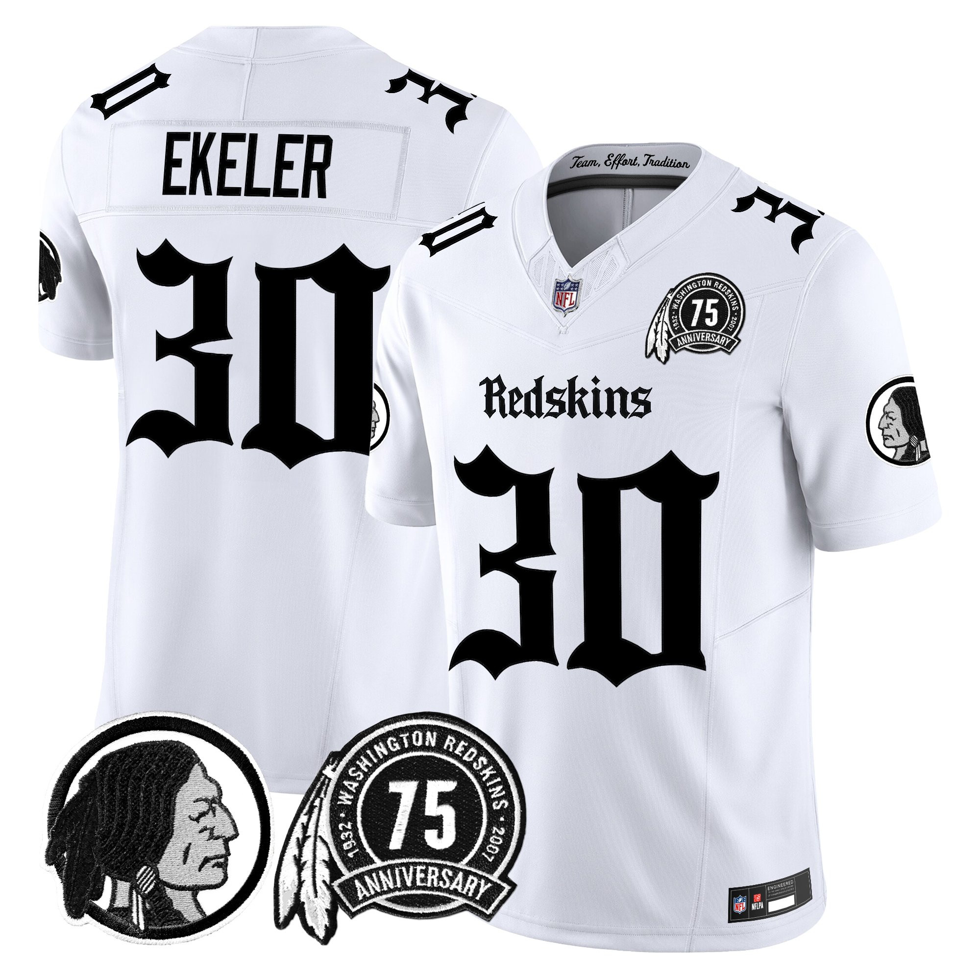 Austin Ekeler Men's Washington Commanders 'Gothic Capital Edition' Vapor Limited White Jersey - All Stitched