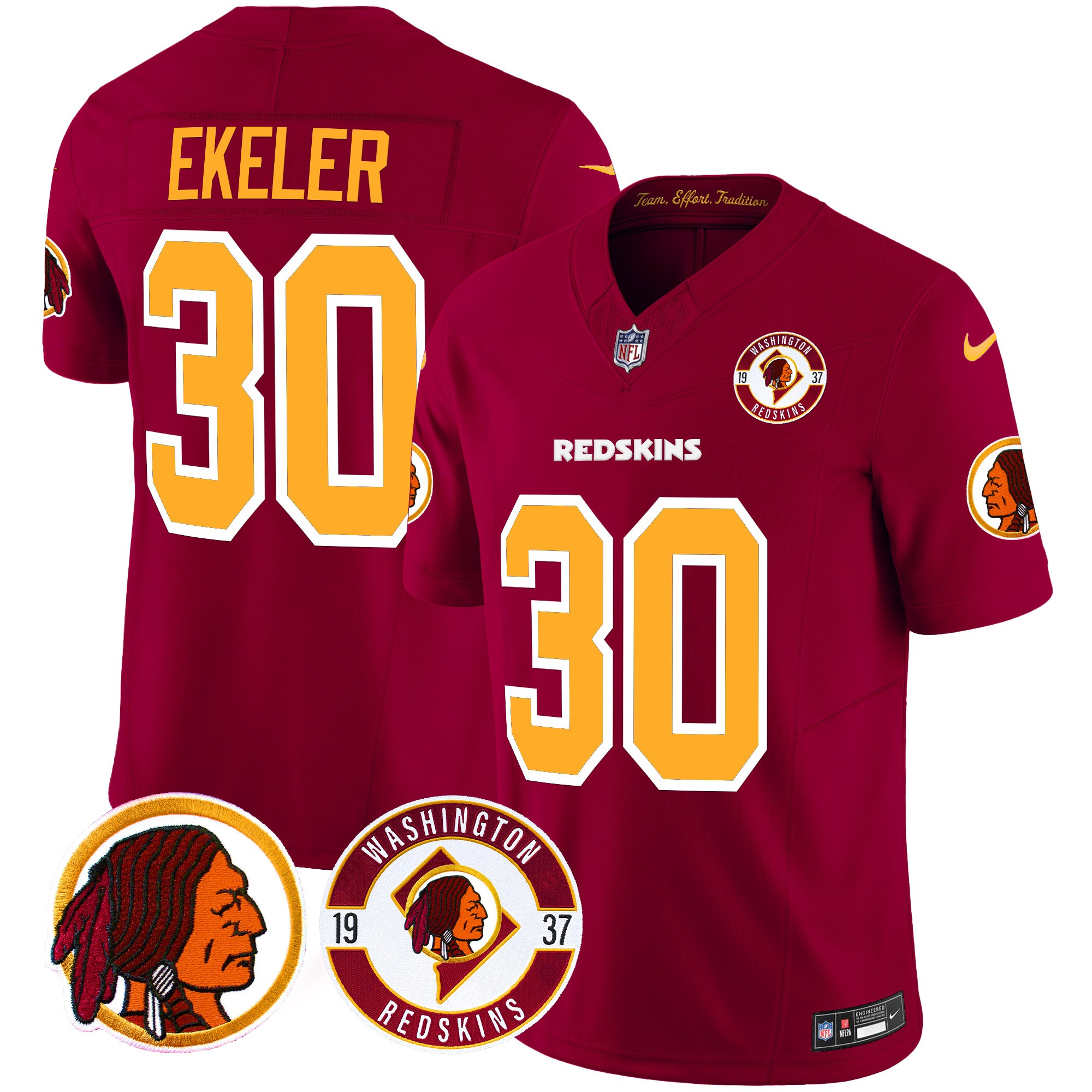 Austin Ekeler Men's Washington Redskins 2024 Vapor Limited Burgundy Jersey - All Stitched
