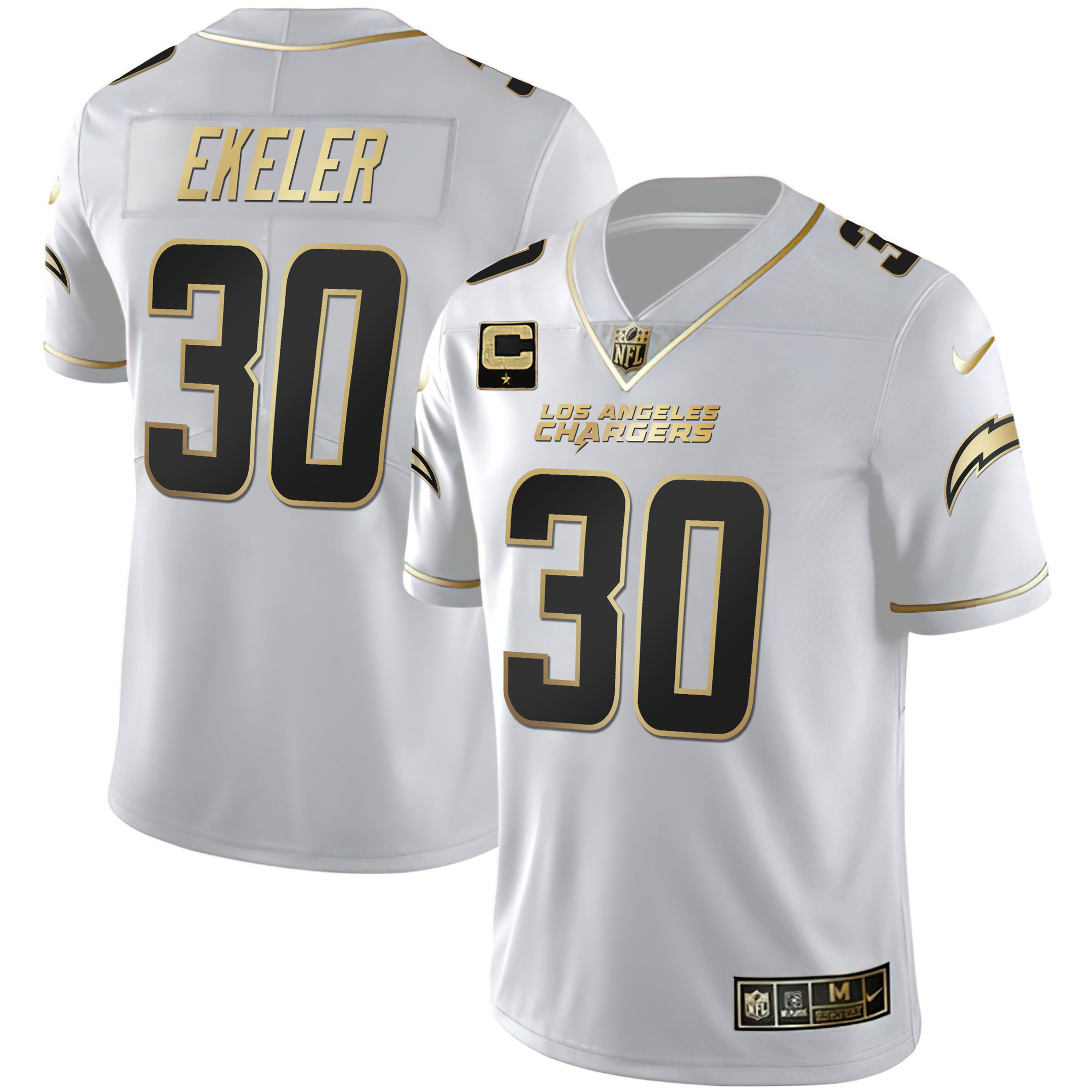 Austin Ekeler Women's Los Angeles Chargers White Gold & Black Gold White Gold Jersey - All Stitched