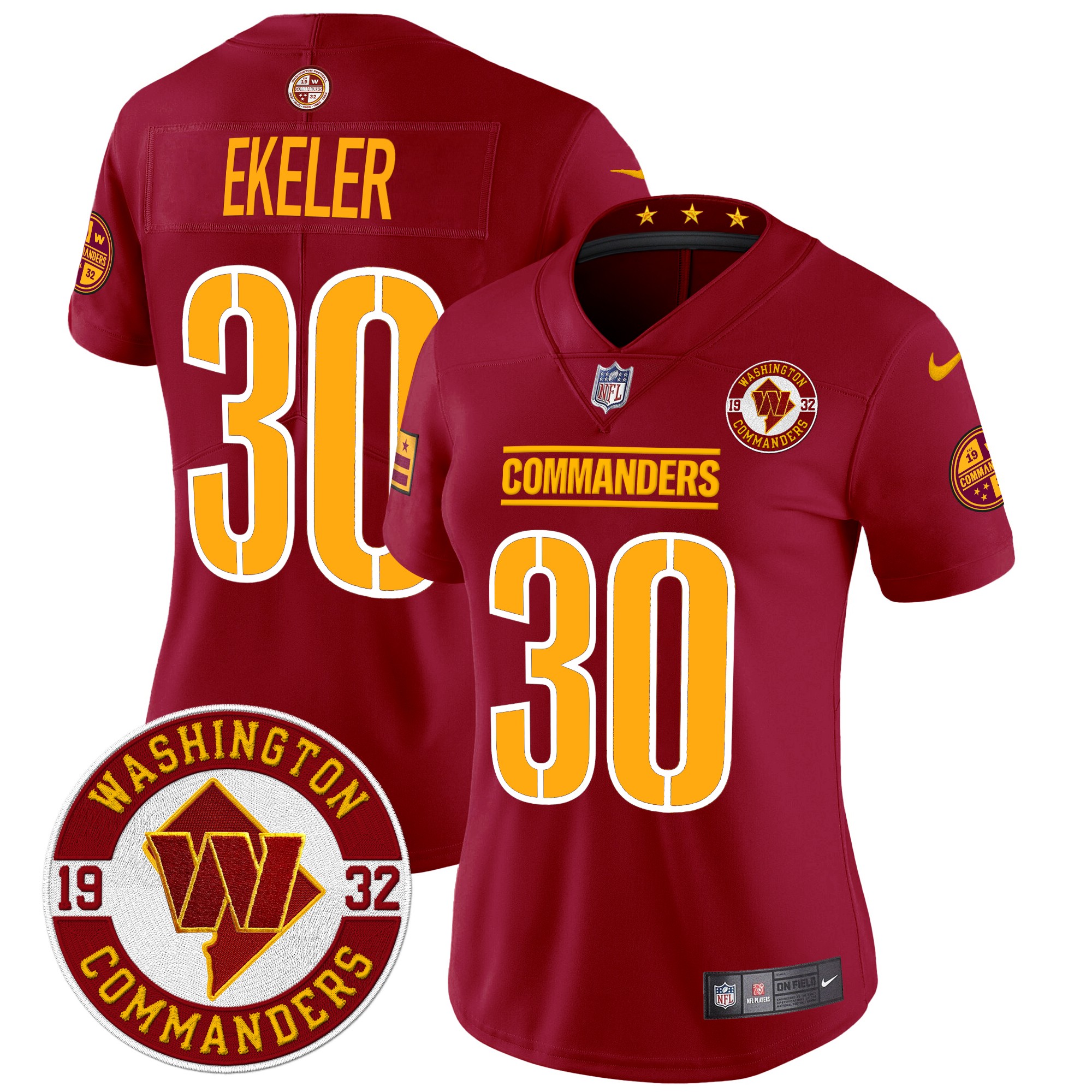 Austin Ekeler Women's Washington Commanders 2024 Vapor Limited Burgundy Jersey - All Stitched