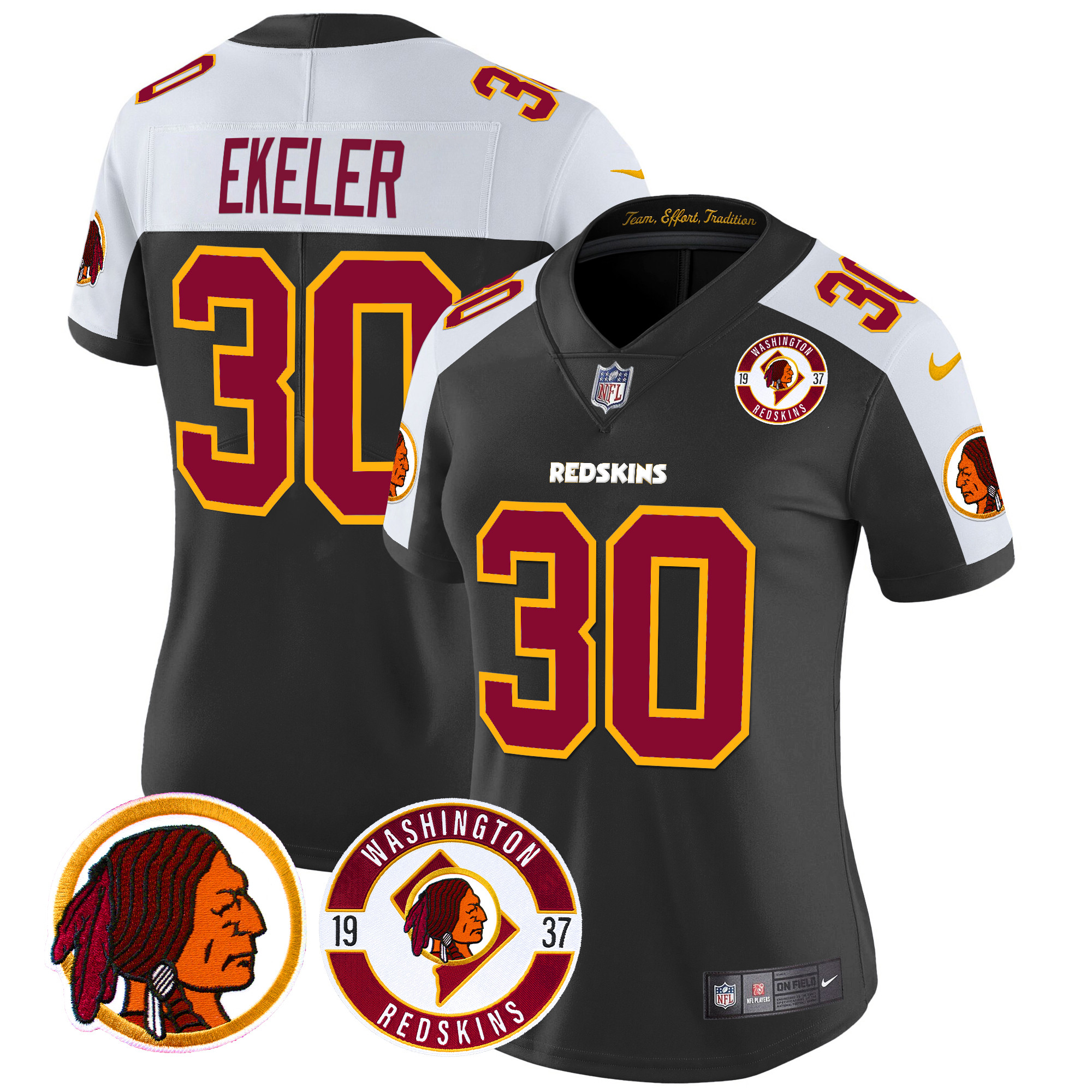 Austin Ekeler Women's Washington Redskins 2024 Vapor Limited Black Alternate Jersey - All Stitched