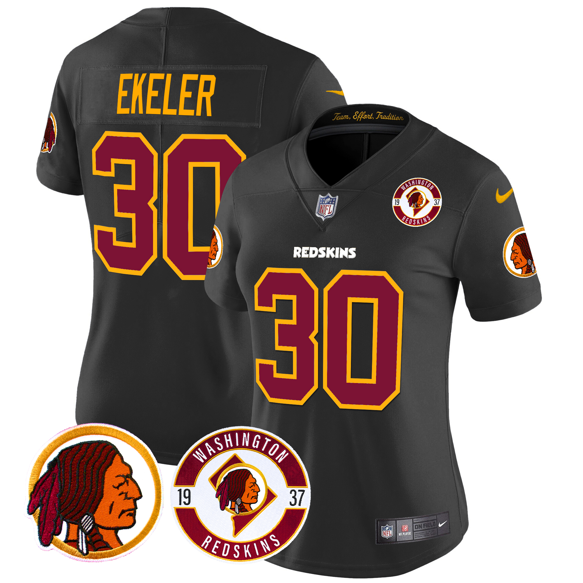 Austin Ekeler Women's Washington Redskins 2024 Vapor Limited Black Jersey - All Stitched