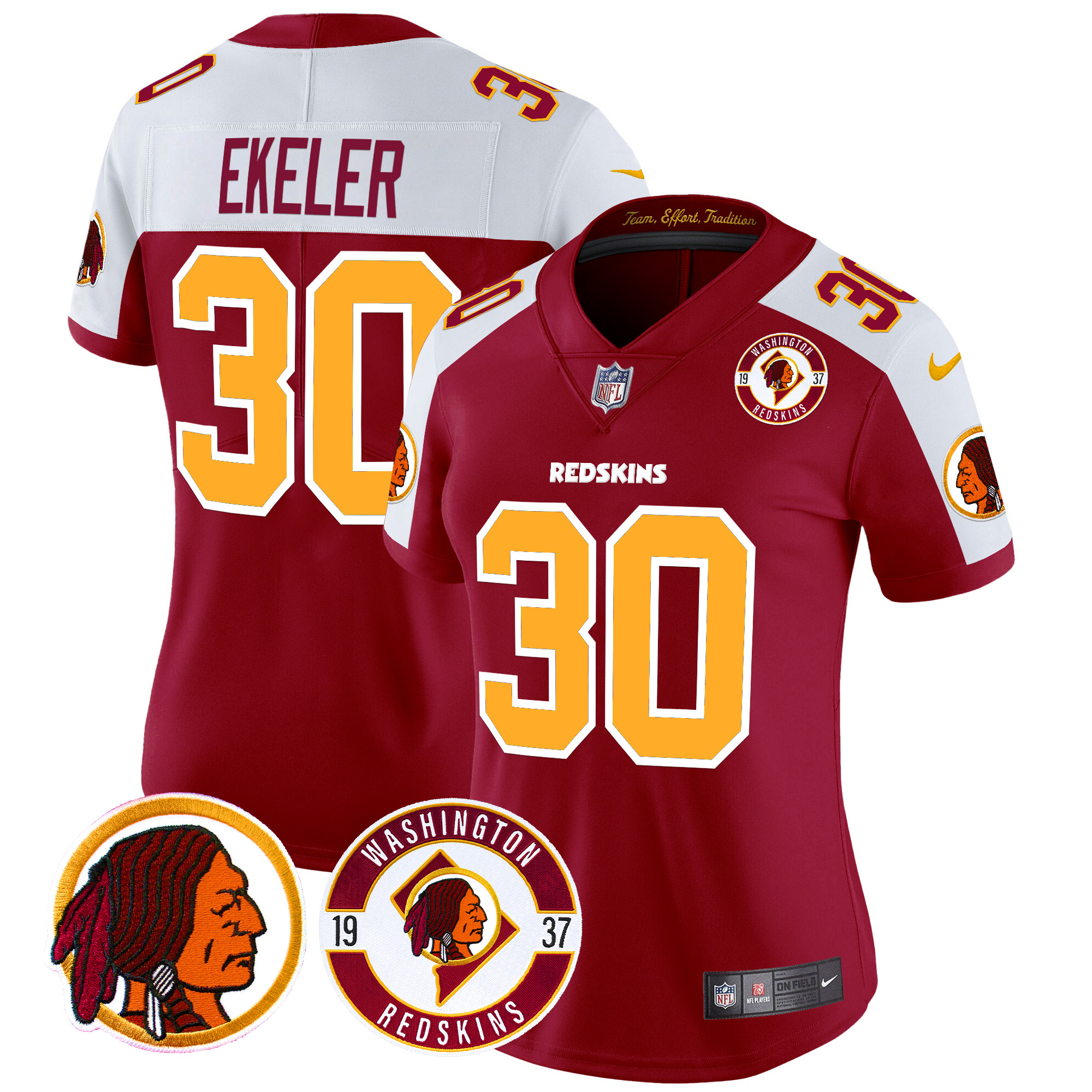Austin Ekeler Women's Washington Redskins 2024 Vapor Limited Burgundy Alternate Jersey - All Stitched