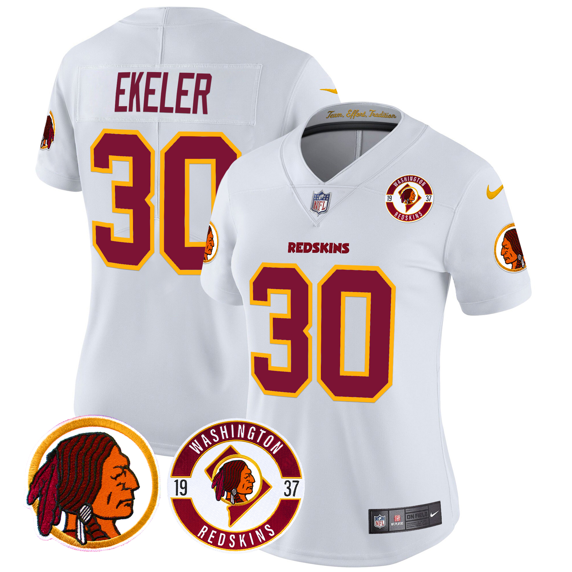 Austin Ekeler Women's Washington Redskins 2024 Vapor Limited White Jersey - All Stitched