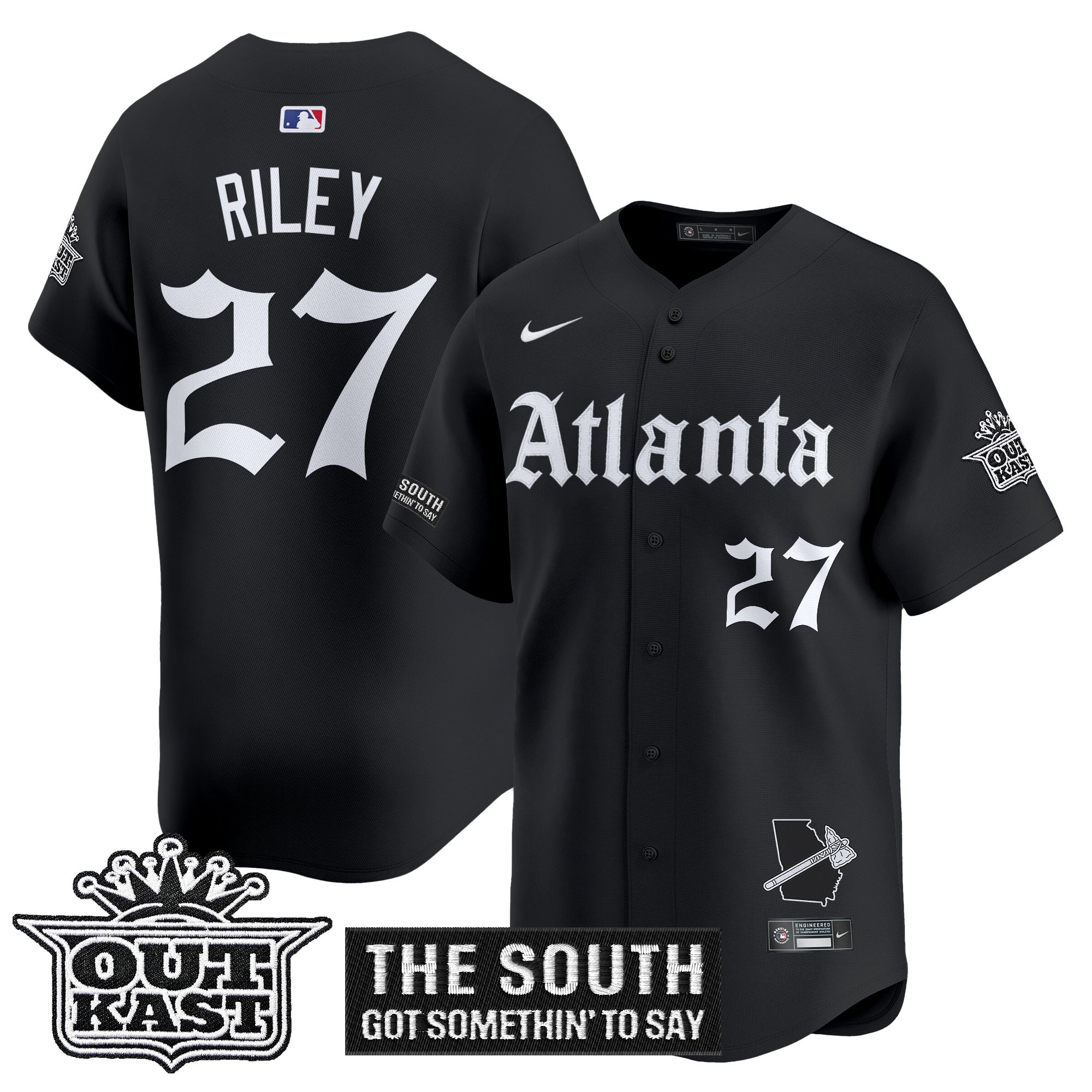Austin Riley Men's Atlanta Braves 'Gothic South x Outkast Edition' Vapor Premier Limited Black Jersey - All Stitched