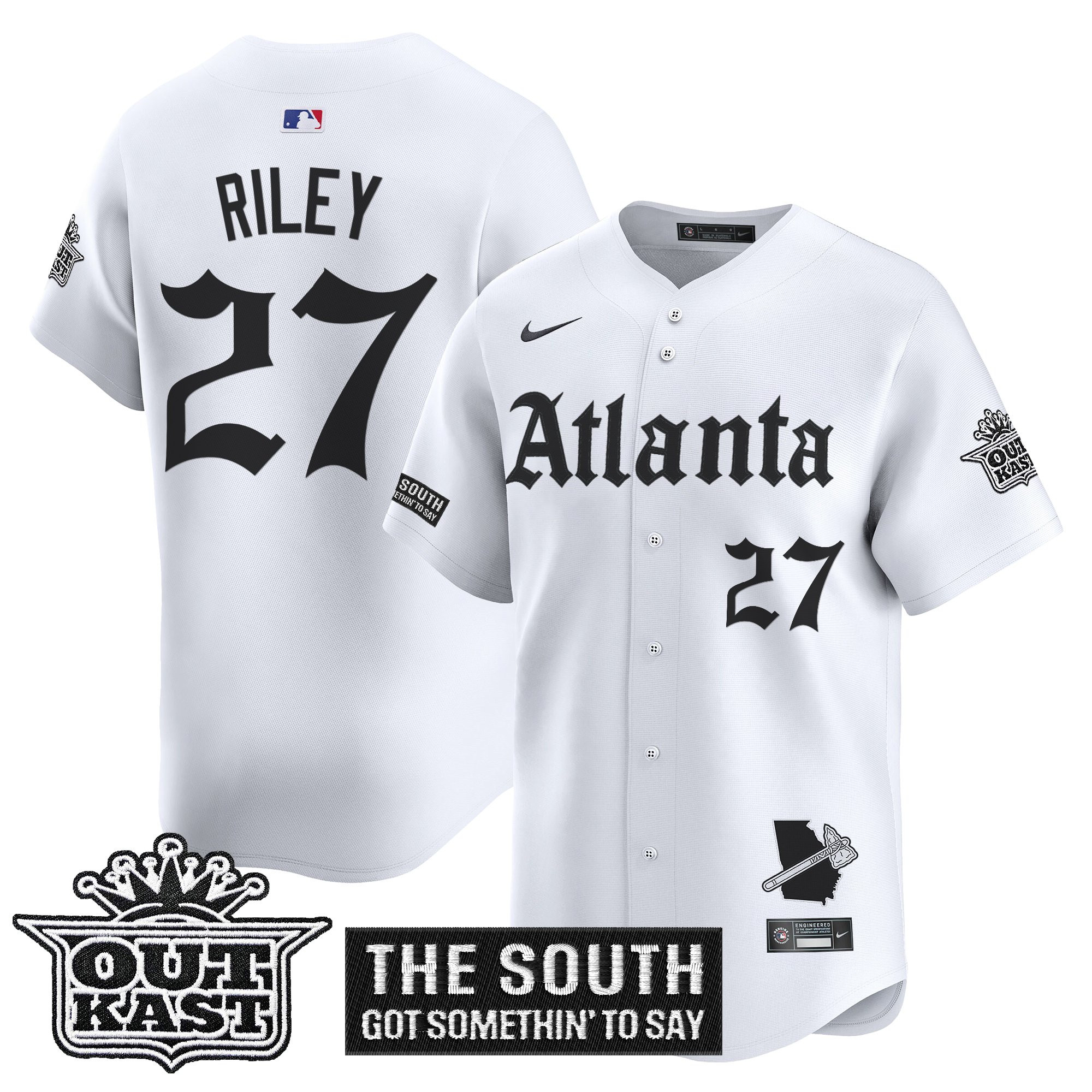 Austin Riley Men's Atlanta Braves 'Gothic South x Outkast Edition' Vapor Premier Limited White Jersey - All Stitched