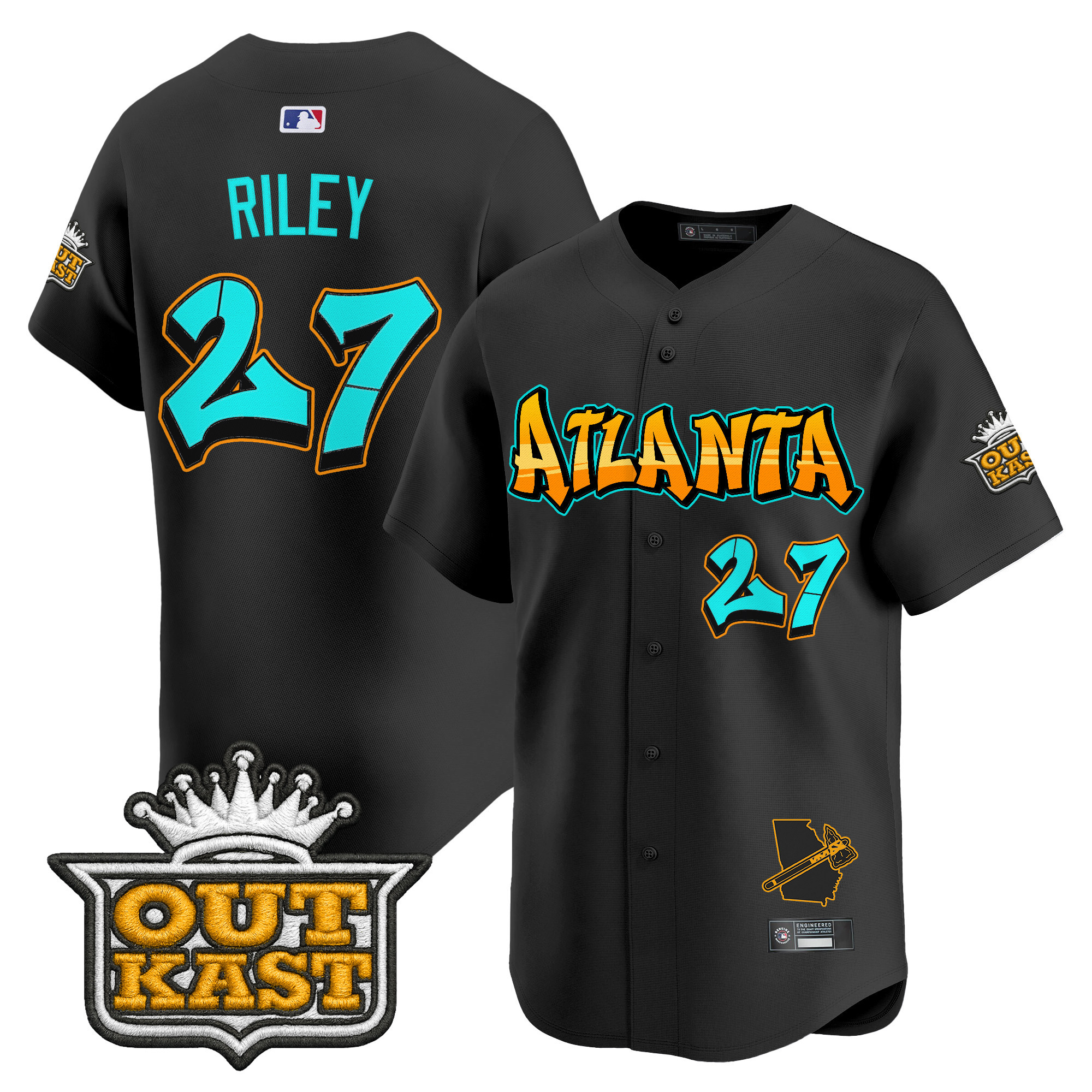 Austin Riley Men's Atlanta Braves 'Graffiti A-Town Edition' Vapor Premier Limited Black Jersey - All Stitched