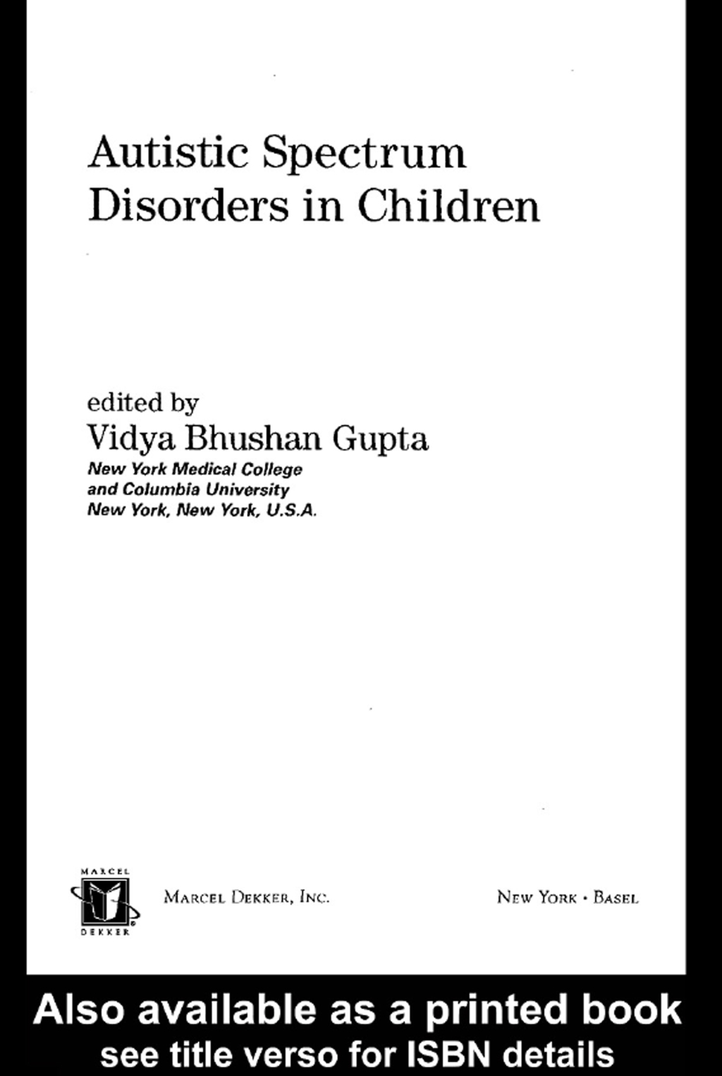 Autistic Spectrum Disorders in Children 1st Edition â€“ PDF/EPUB Version Downloadable