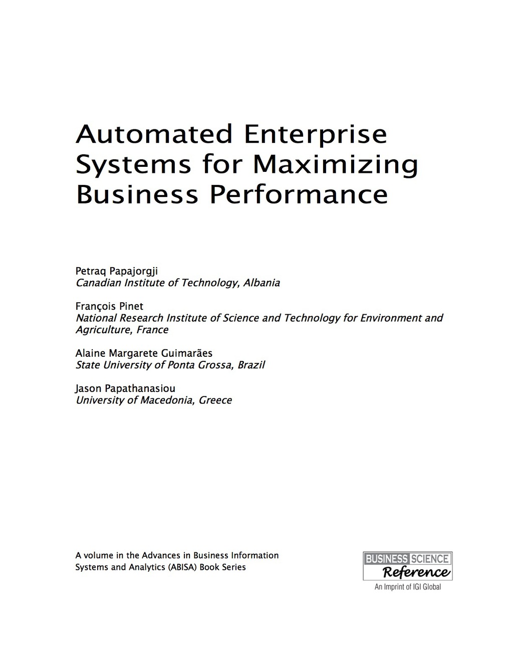 Automated Enterprise Systems for Maximizing Business Performance â€“ PDF/EPUB Version Downloadable