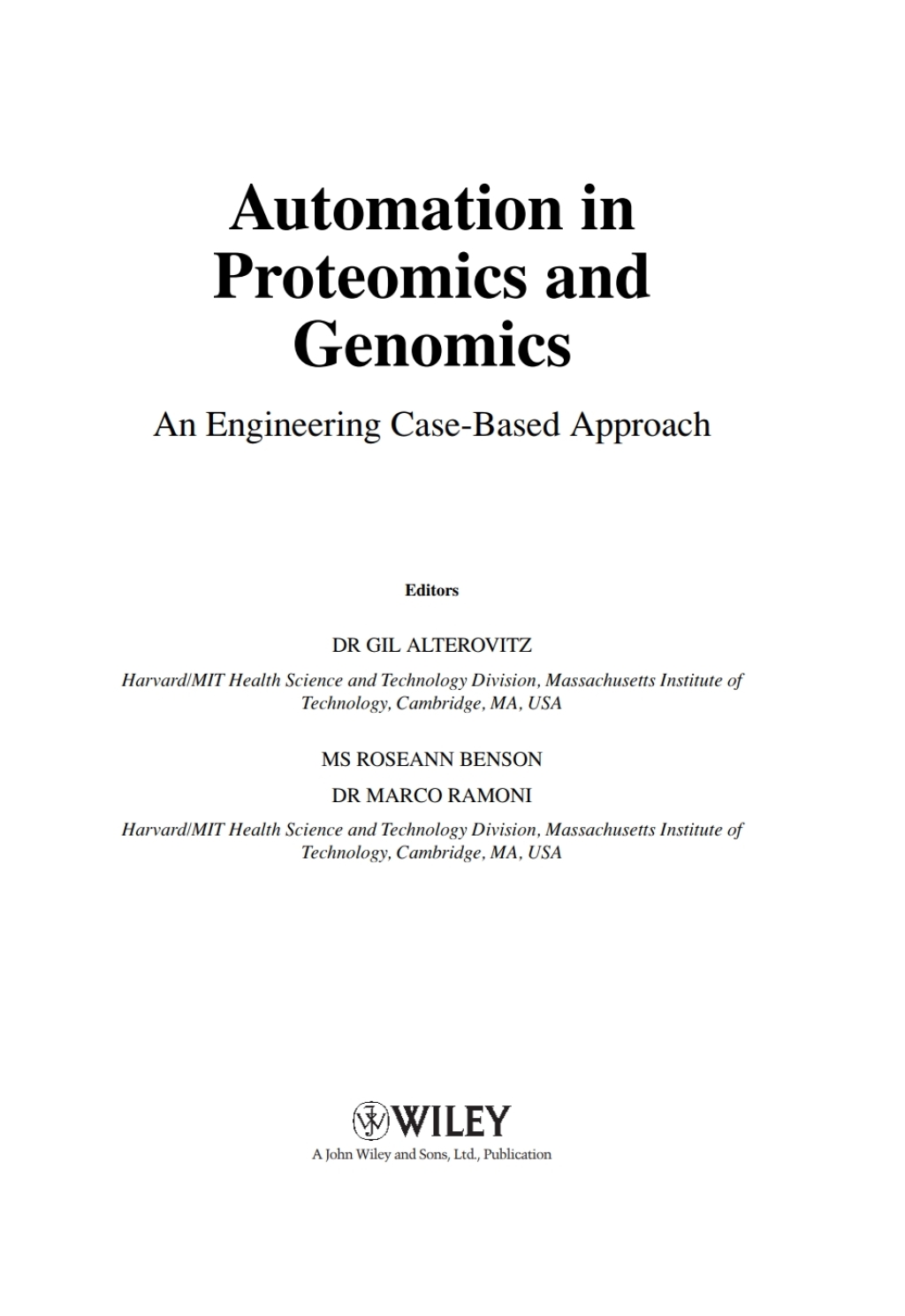 Automation in Proteomics and Genomics An Engineering Case-Based Approach 1st Edition â€“ PDF/EPUB Version Downloadable