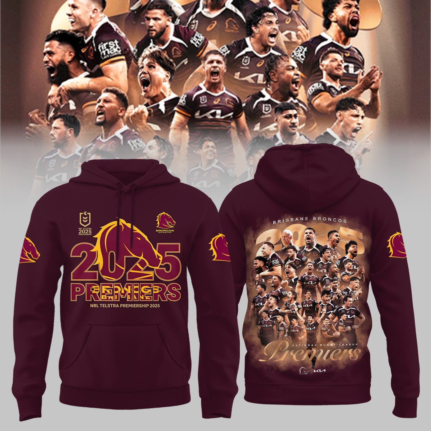 B.Broncos NRL Finals 2025 Champions Combo Hoodie
