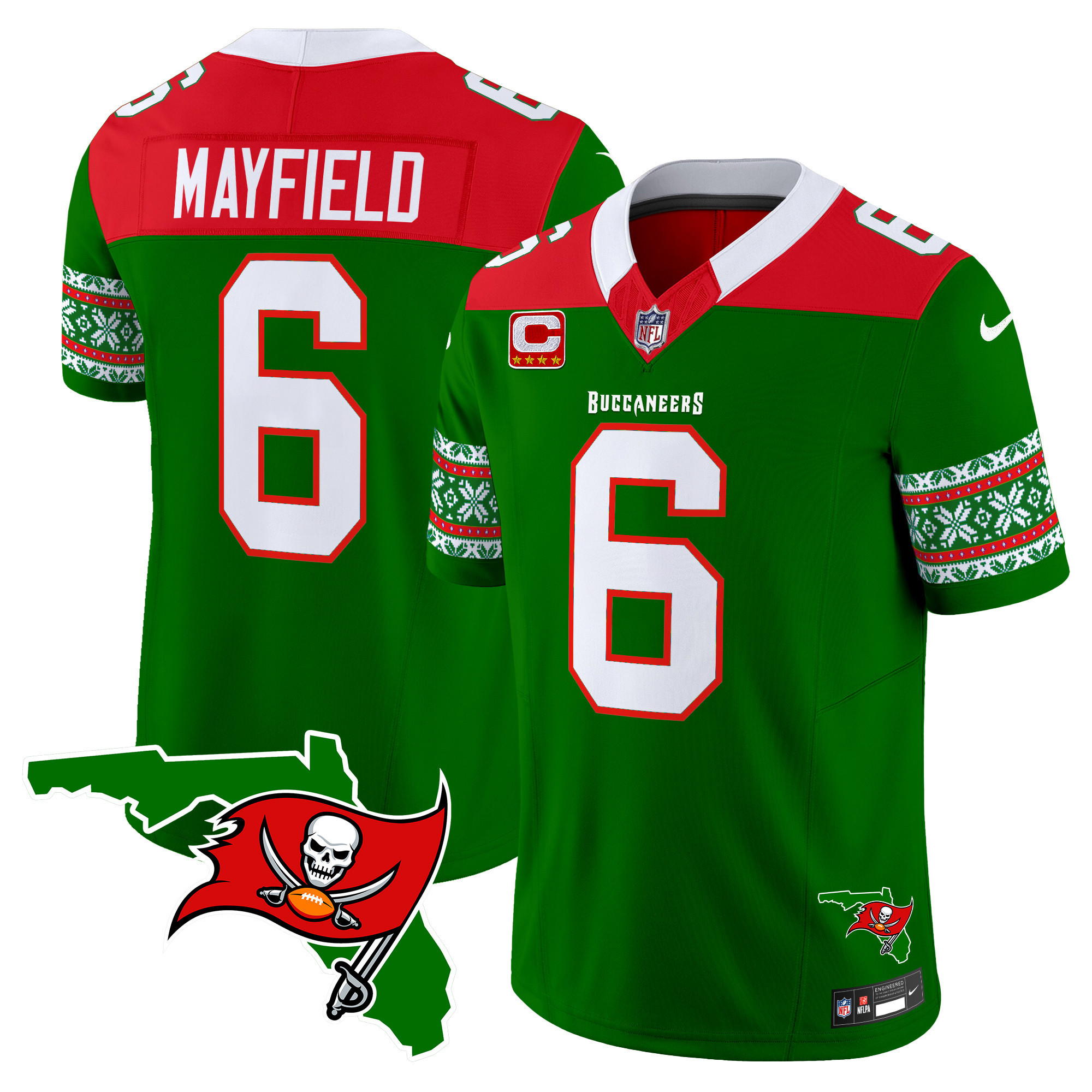 Baker Mayfield Men's Tampa Bay Buccaneers 2024 Christmas Vapor Limited Green Jersey - All Stitched
