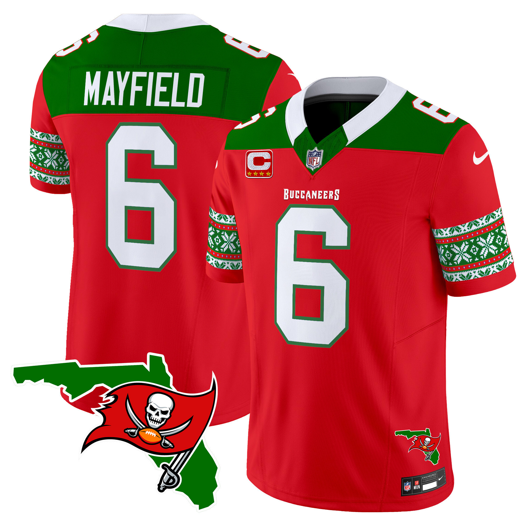 Baker Mayfield Men's Tampa Bay Buccaneers 2024 Christmas Vapor Limited Red Jersey - All Stitched