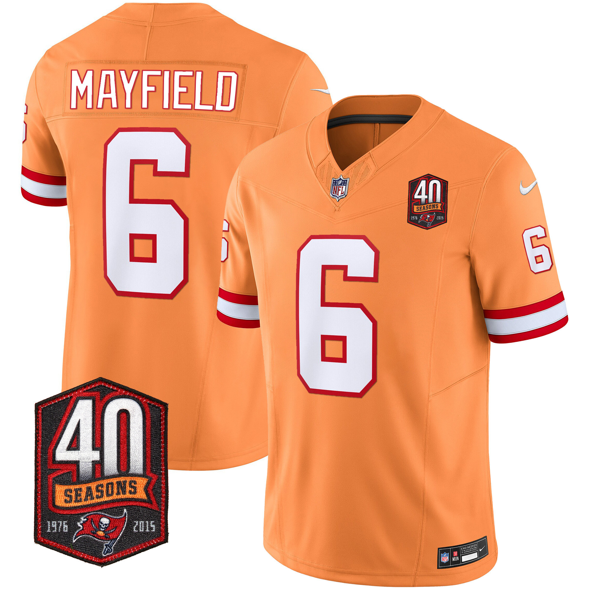 Baker Mayfield Men's Tampa Bay Buccaneers 40th Season Patch Vapor Limited Orange Jersey - All Stitched