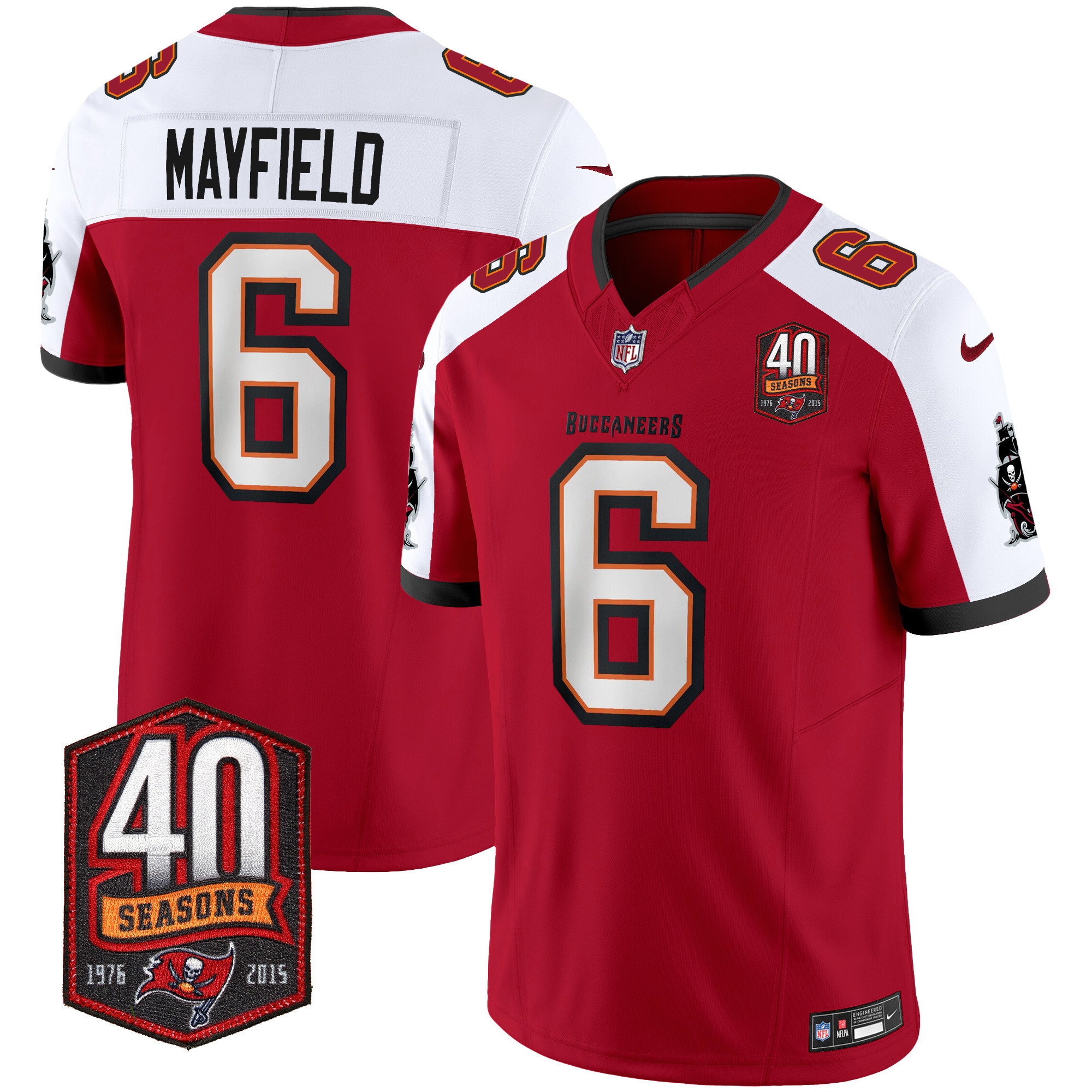 Baker Mayfield Men's Tampa Bay Buccaneers 40th Season Patch Vapor Limited Red Alternate Jersey - All Stitched