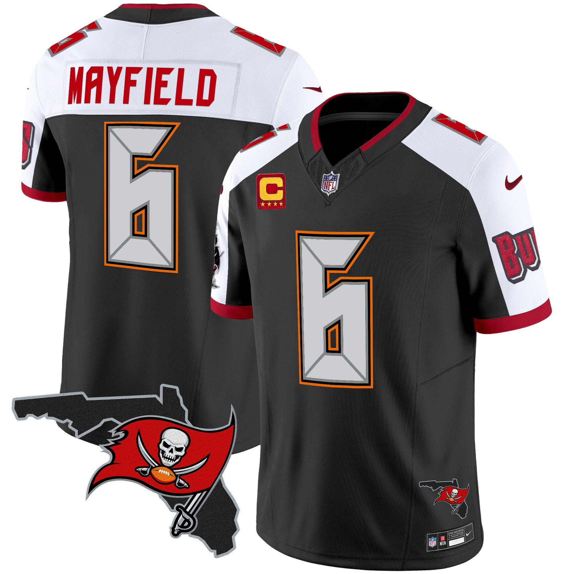 Baker Mayfield Men's Tampa Bay Buccaneers Florida Patch Vapor Limited Black Alternate Jersey - All Stitched