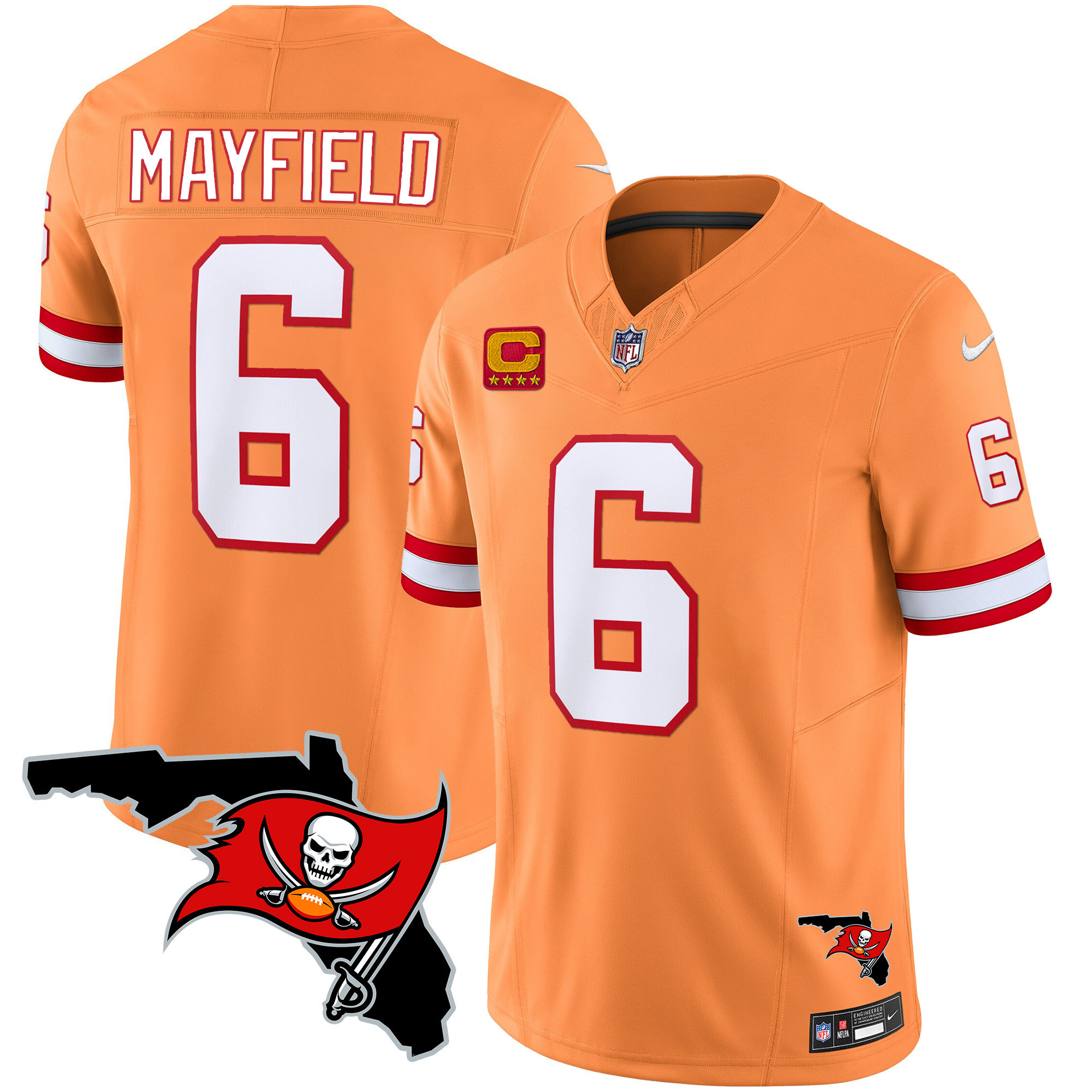 Baker Mayfield Men's Tampa Bay Buccaneers Florida Patch Vapor Limited Orange Jersey - All Stitched