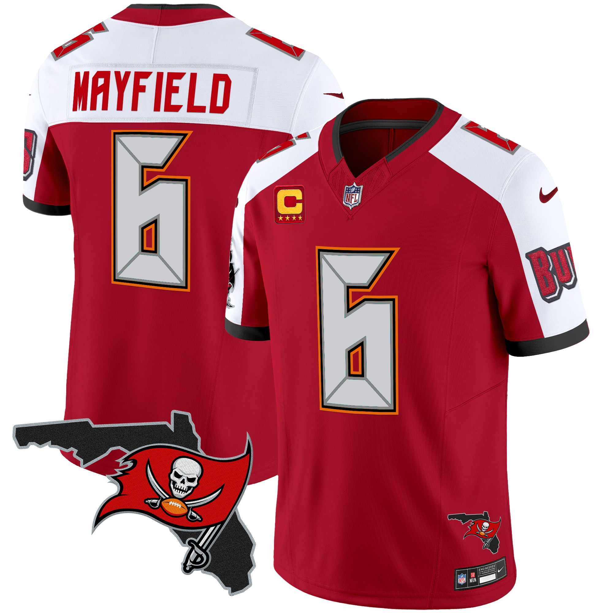 Baker Mayfield Men's Tampa Bay Buccaneers Florida Patch Vapor Limited Red Alternate Jersey - All Stitched