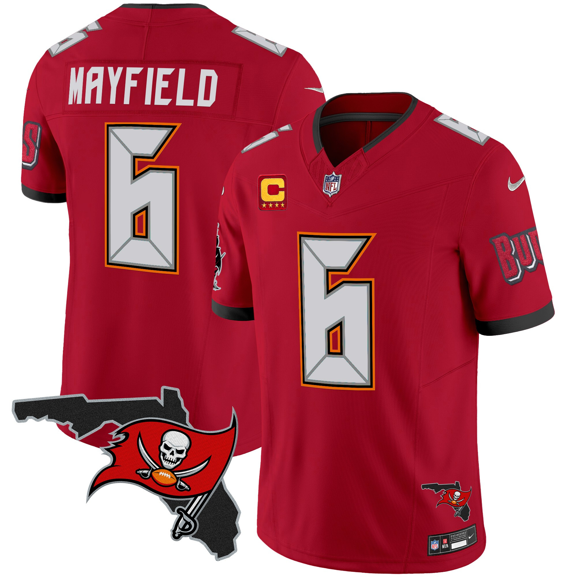Baker Mayfield Men's Tampa Bay Buccaneers Florida Patch Vapor Limited Red Jersey - All Stitched