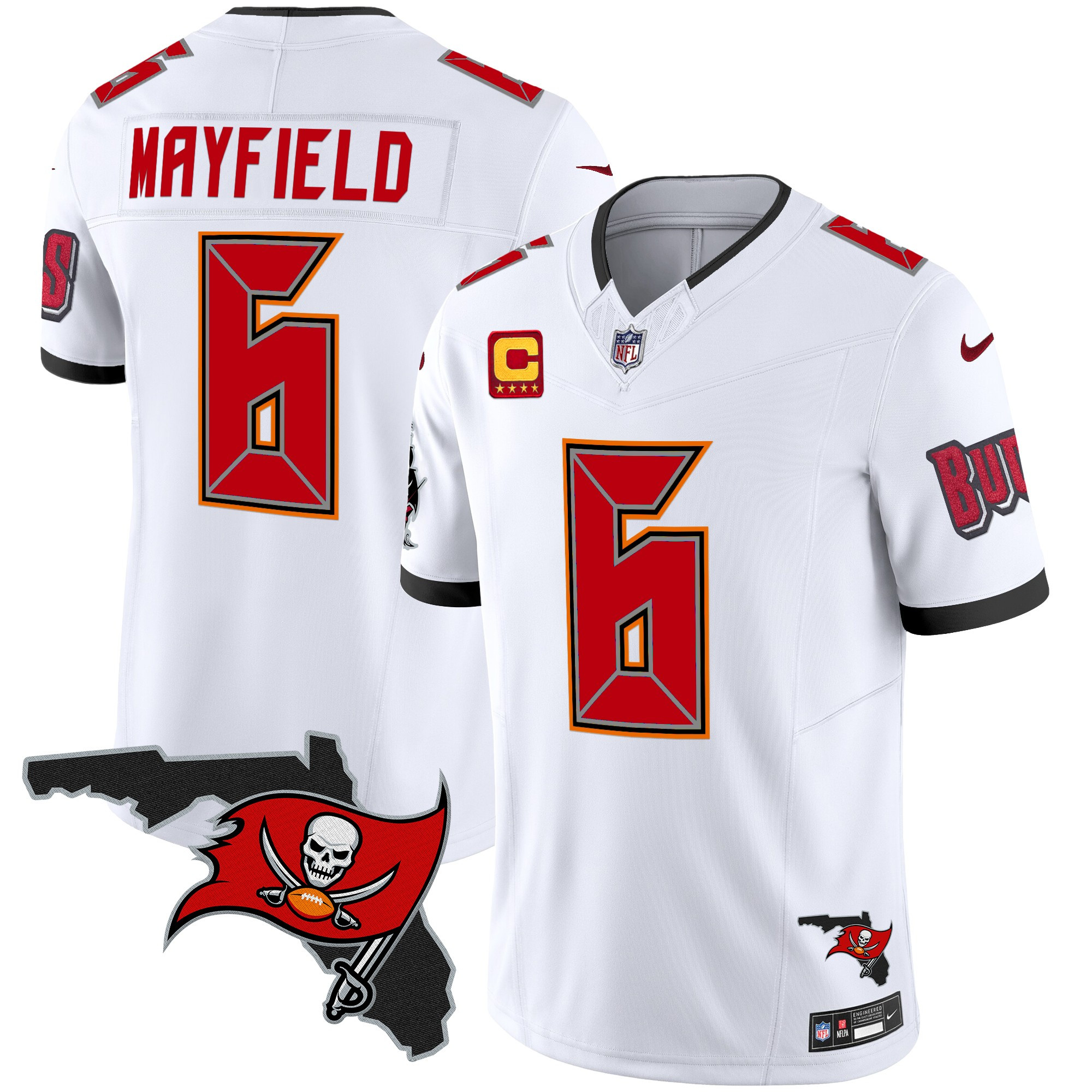 Baker Mayfield Men's Tampa Bay Buccaneers Florida Patch Vapor Limited White Jersey - All Stitched