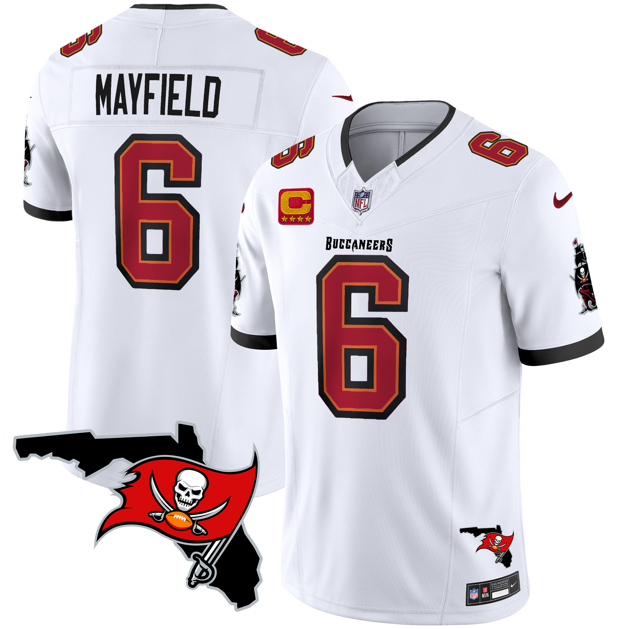 Baker Mayfield Men's Tampa Bay Buccaneers Florida Patch Vapor Limited White Jersey - All Stitched
