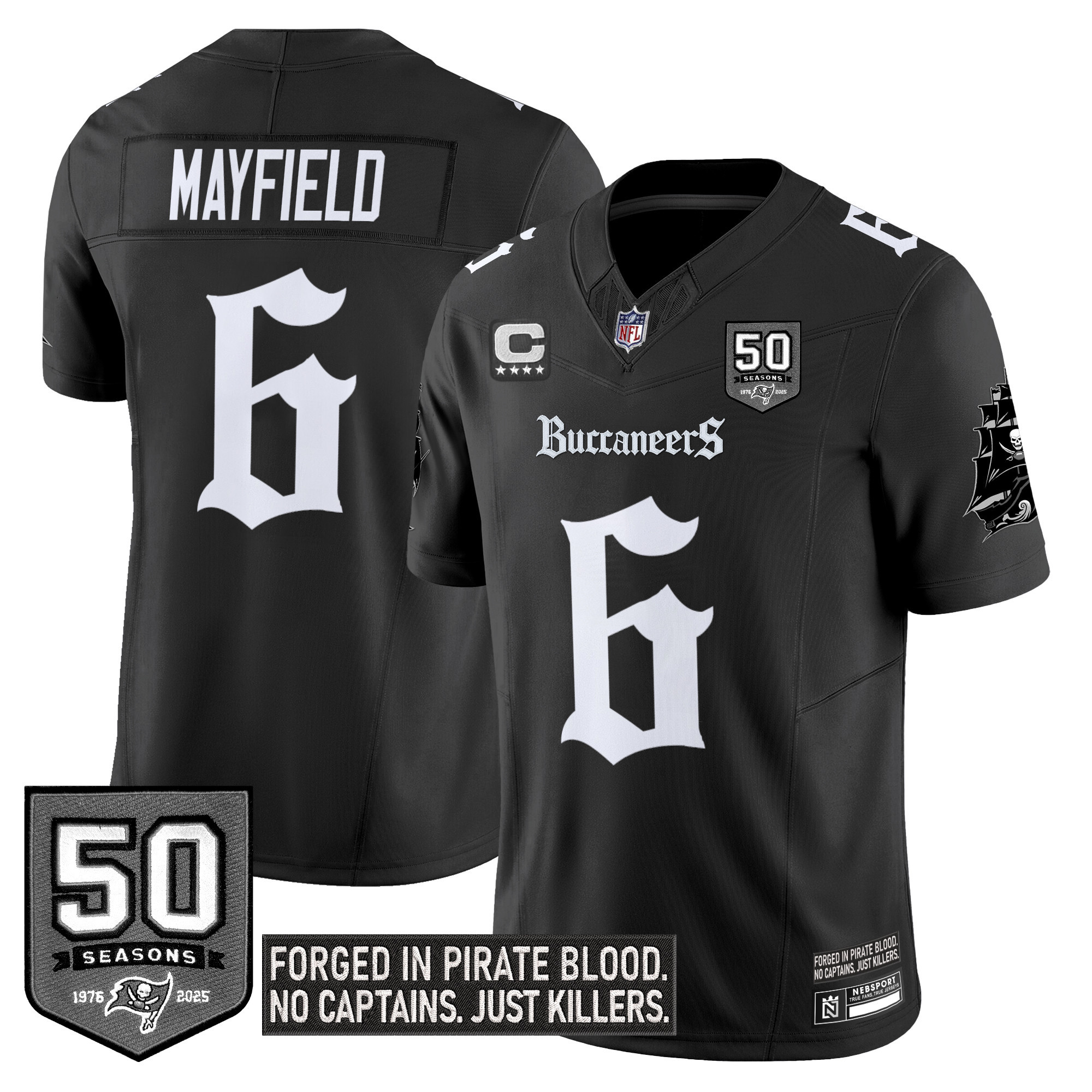 Baker Mayfield Men's Tampa Bay Buccaneers 'Gothic Pirate Shadows Edition' Limited Black Jersey - All Stitched