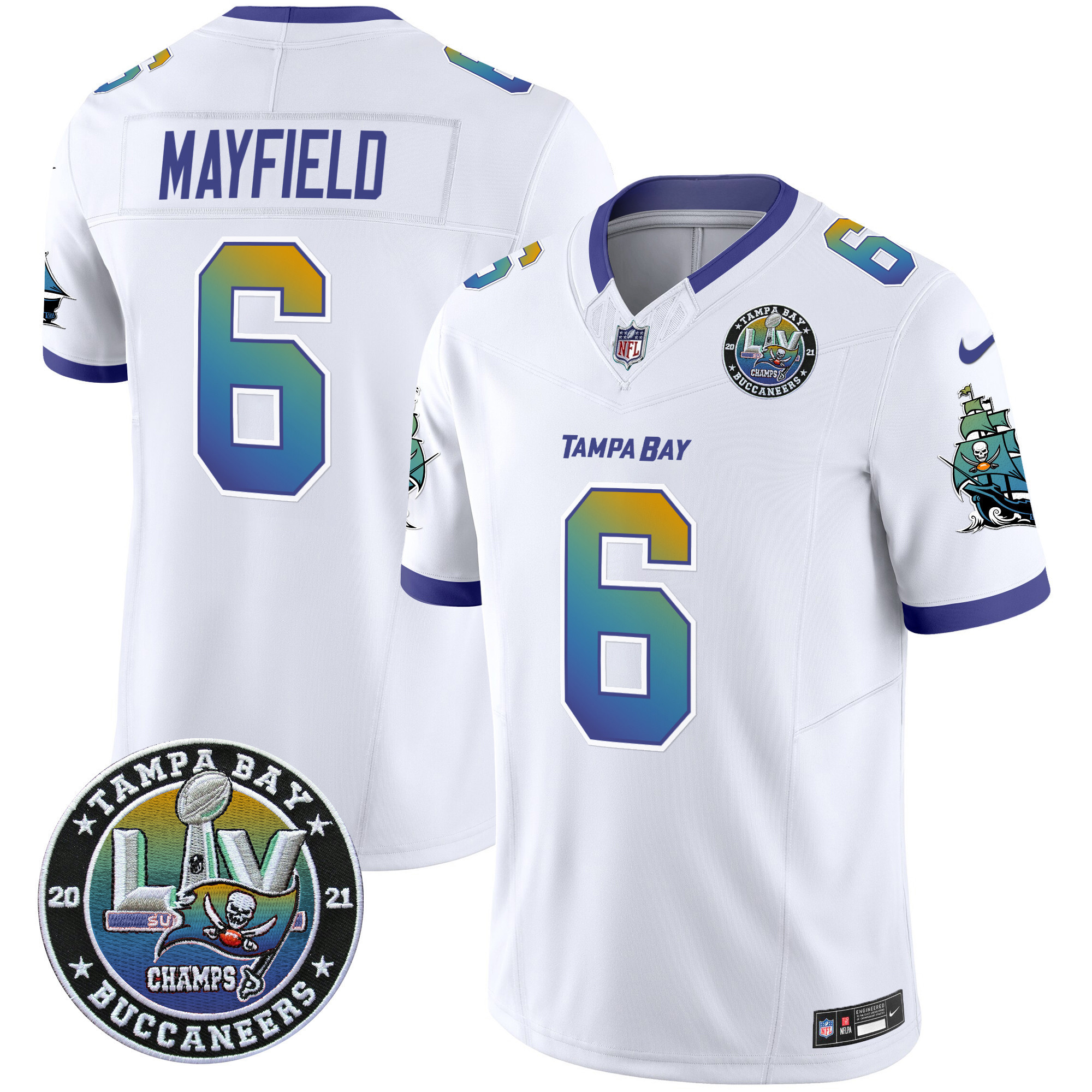Baker Mayfield Men's Tampa Bay Buccaneers "Tampa City" Super Bowl LIV Patch Vapor Limited White Jersey - All Stitched