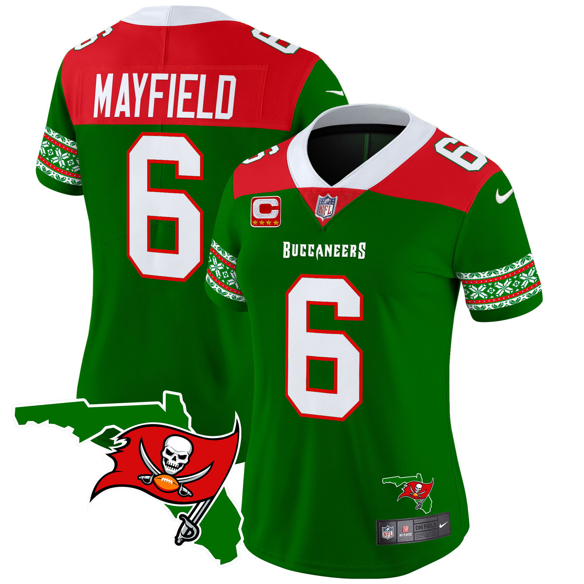 Baker Mayfield Women's Tampa Bay Buccaneers 2024 Christmas Vapor Limited Green Jersey - All Stitched